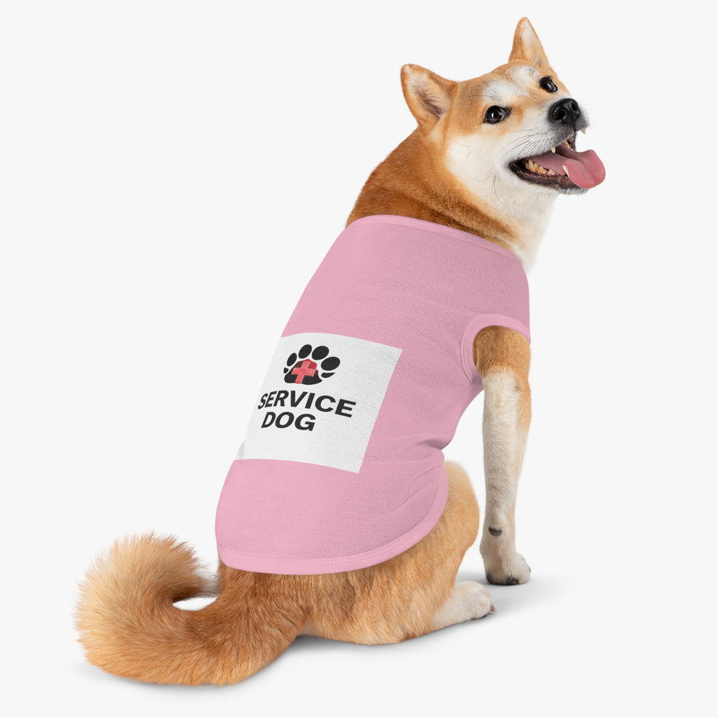 Service Dog Pet Tank Top — Black Paw Print with Red Cross Identification