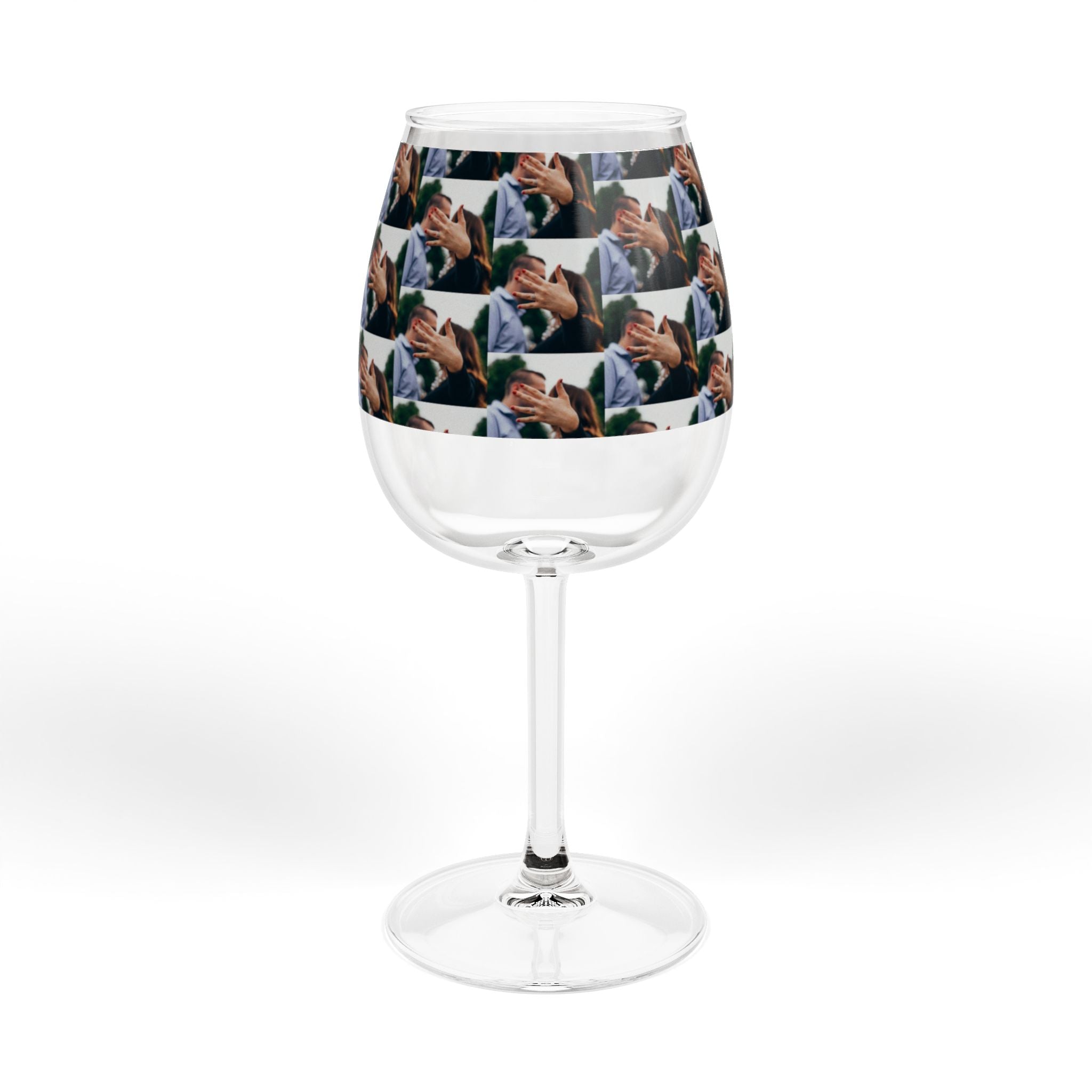 12oz Personalized Photo Wine Glass — Custom Face Collage Stemware