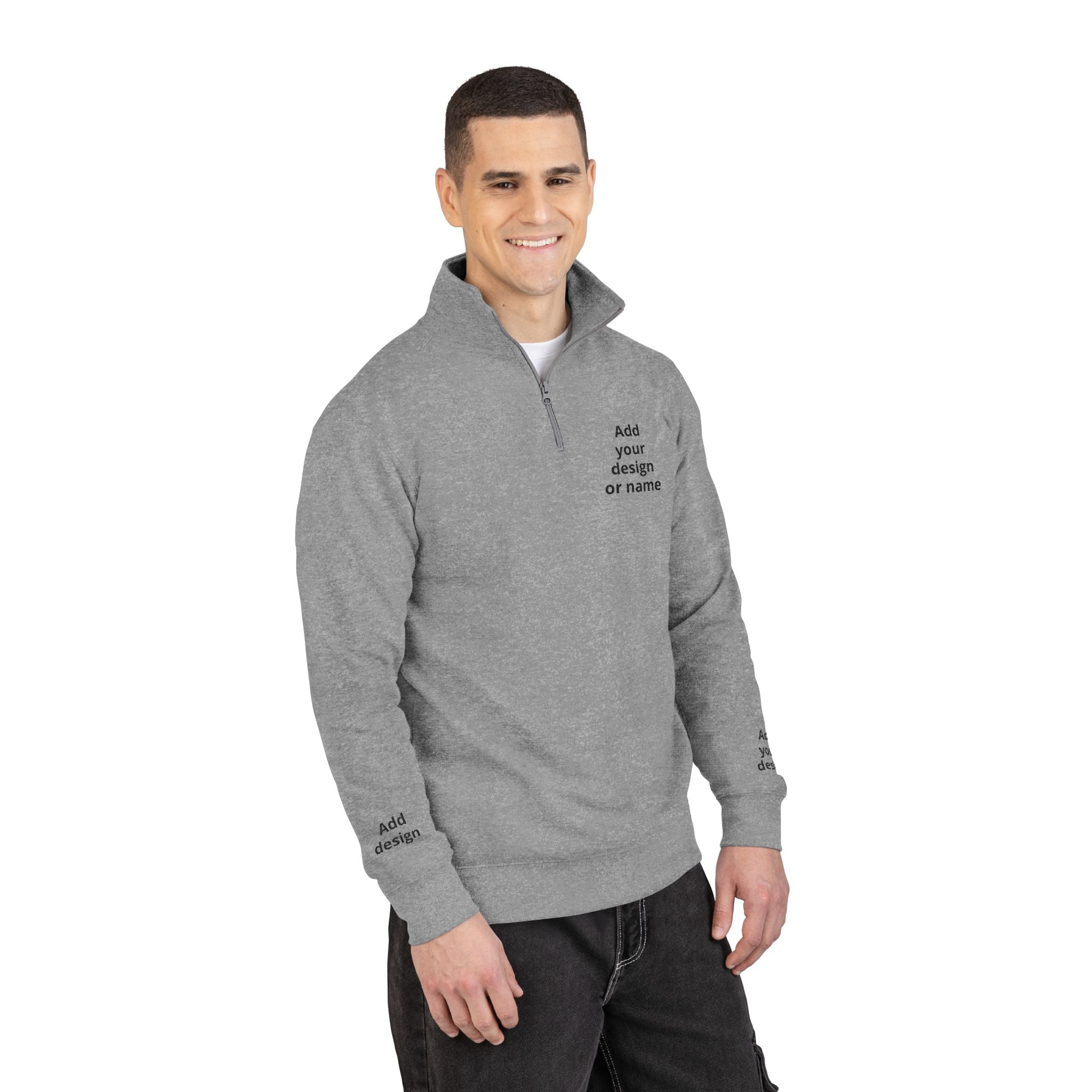 Embroidered Fleece Pullover — Customizable Half‑Zip Sweatshirt