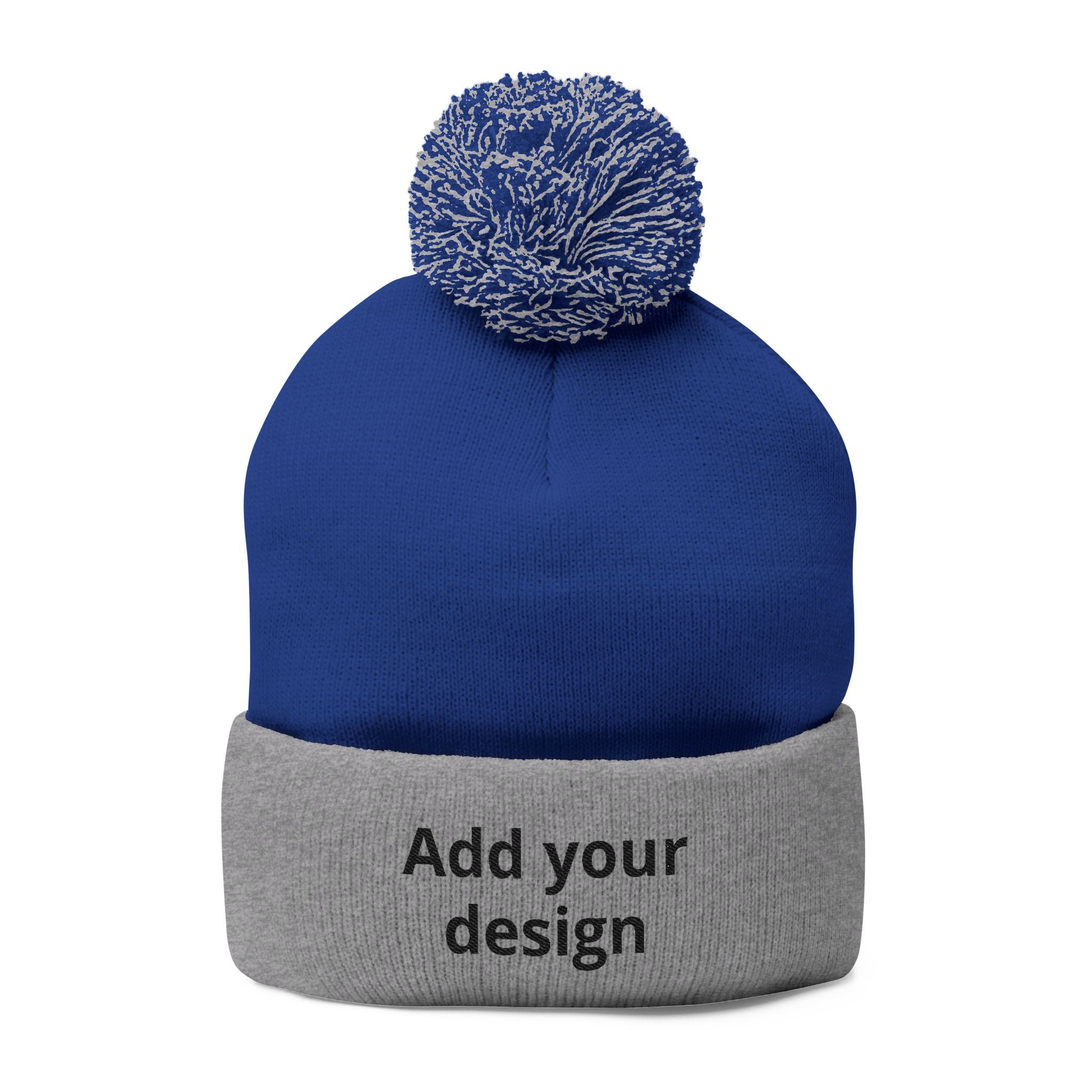 Embroidered Pom-Pom Knit Cap — Customizable Winter Beanie