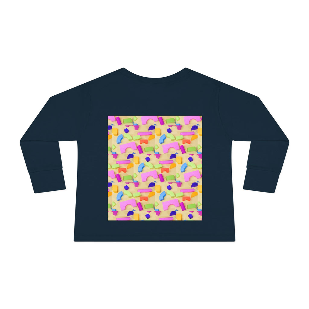 Toddler Long Sleeve Tee — Colorful Rainbow Confetti Pattern