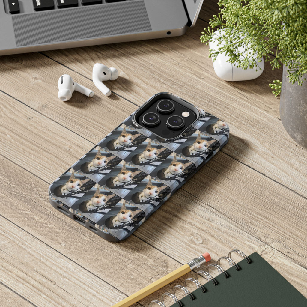 Custom Photo Cat Tough Phone Case — Personalized Grid Collage Protection