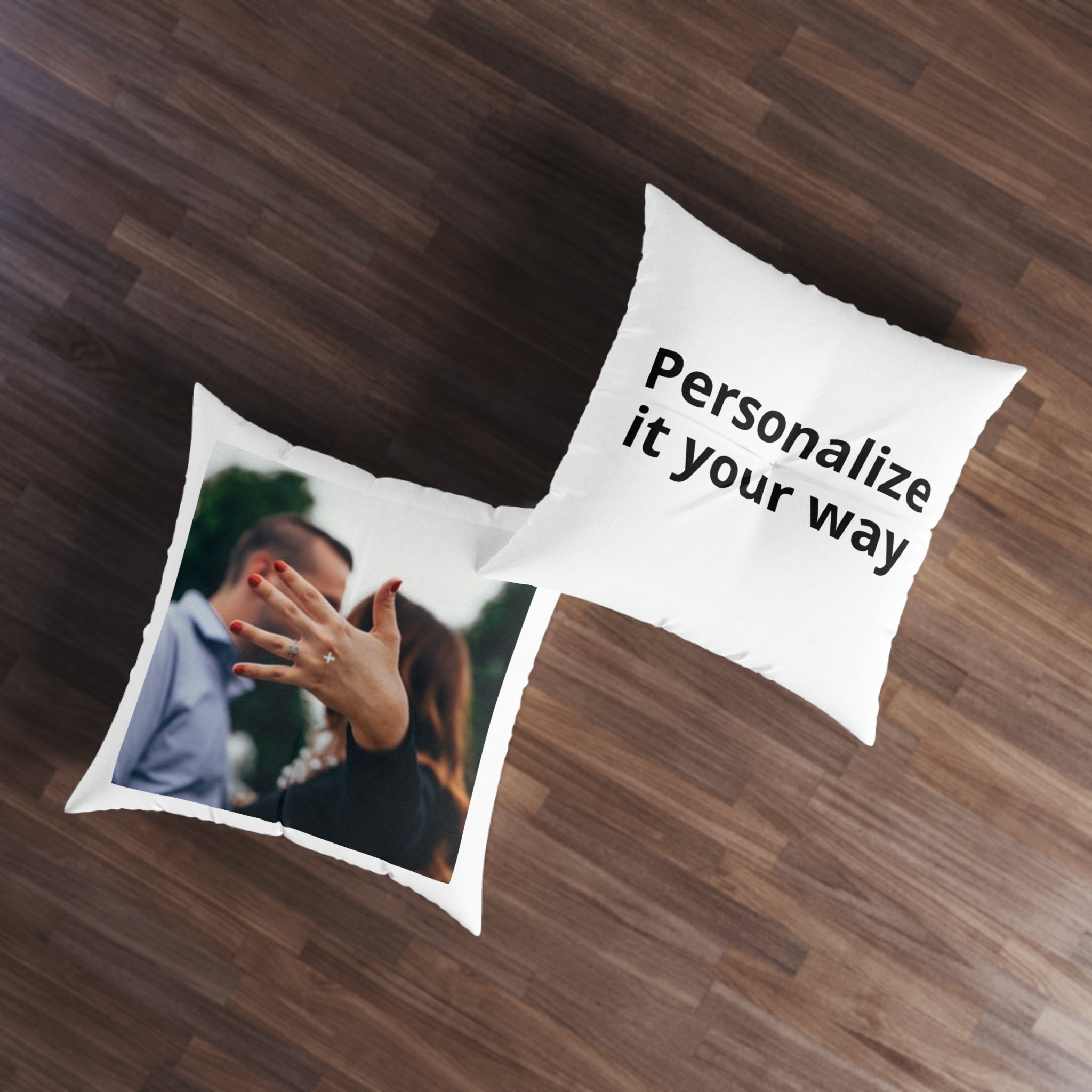 Personalized Tufted Floor Pillow — Custom Photo & Text Square Pillow