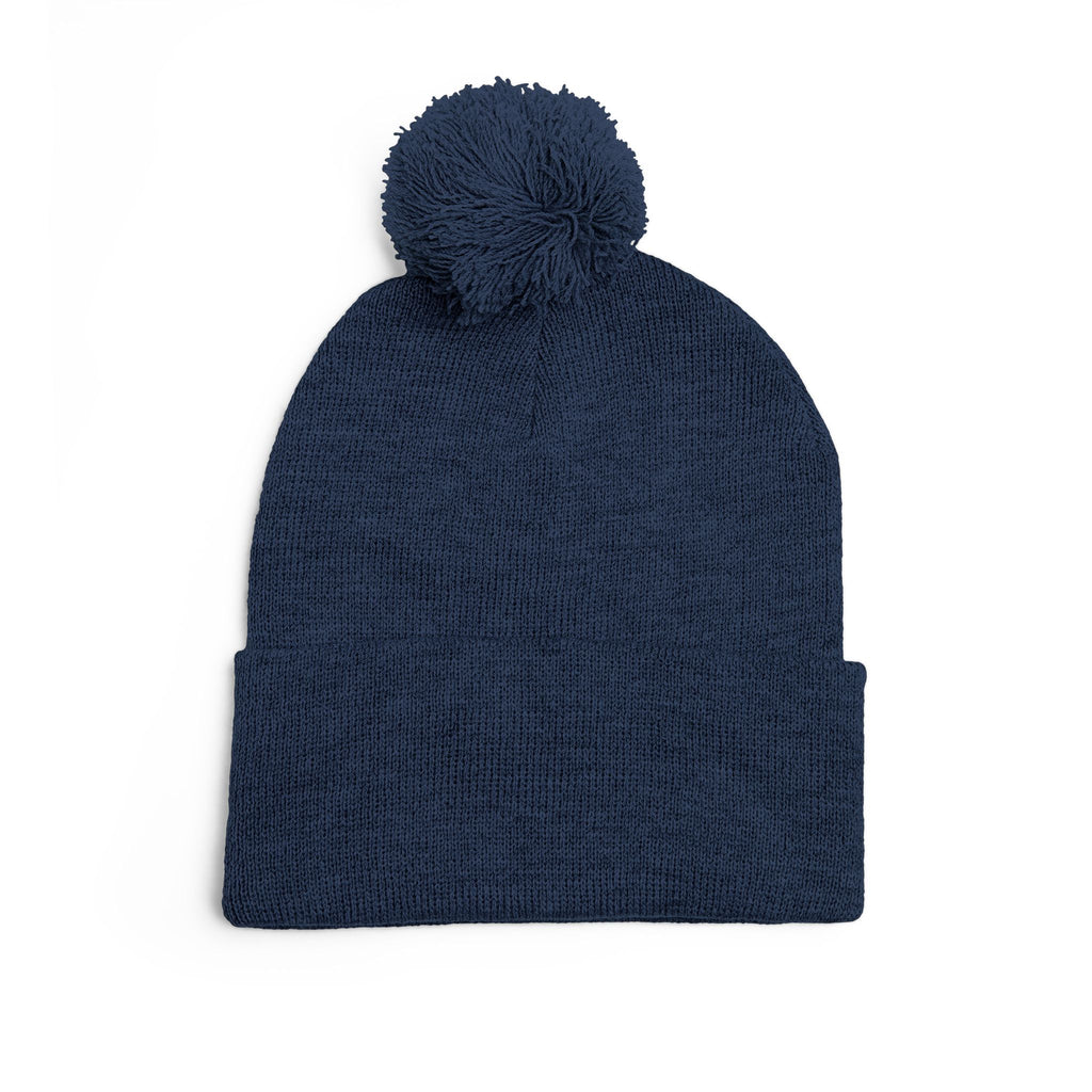 Embroidered Pom-Pom Knit Cap — Customizable Winter Beanie