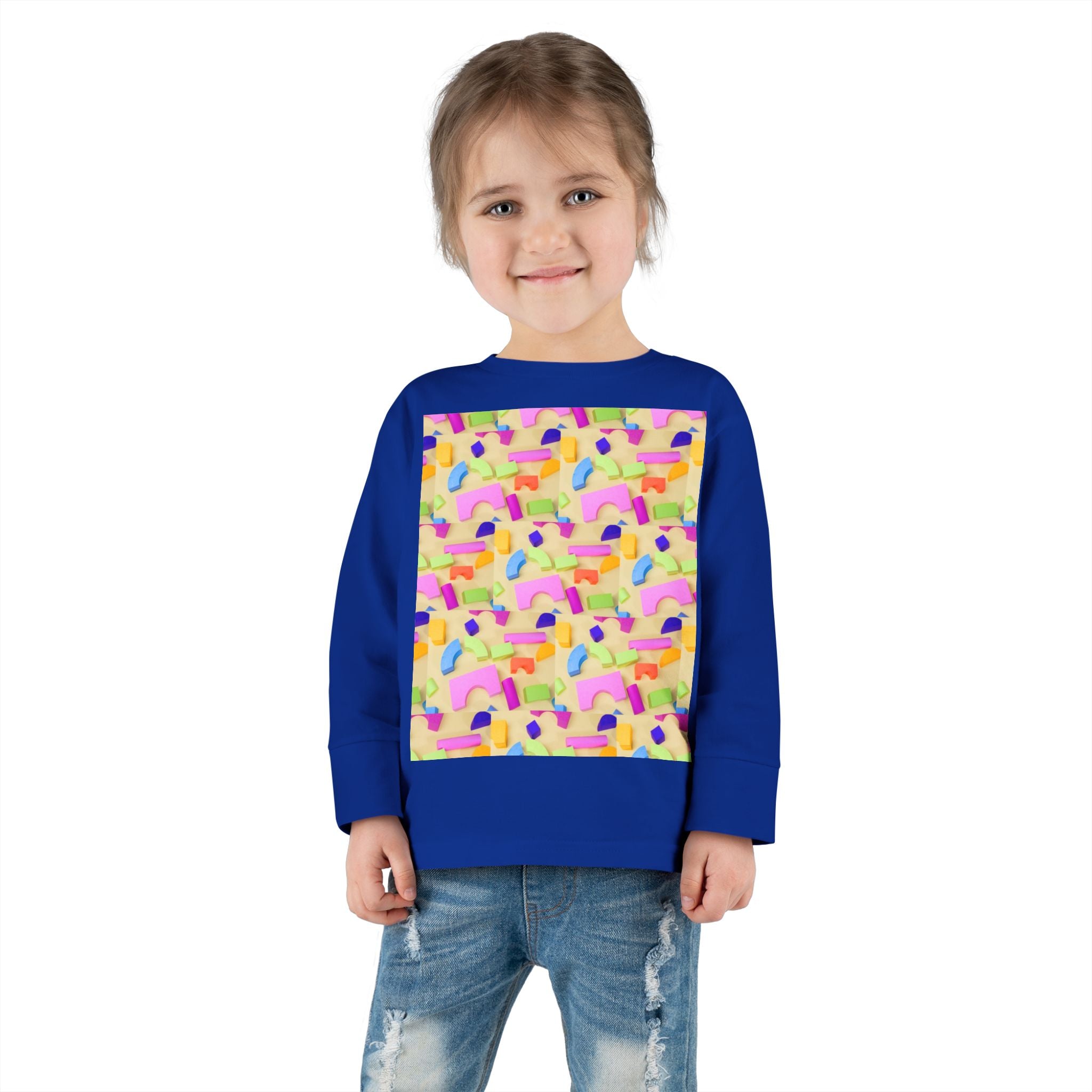 Toddler Long Sleeve Tee — Colorful Rainbow Confetti Pattern