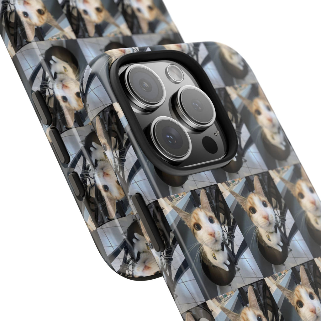 Custom Photo Cat Tough Phone Case — Personalized Grid Collage Protection