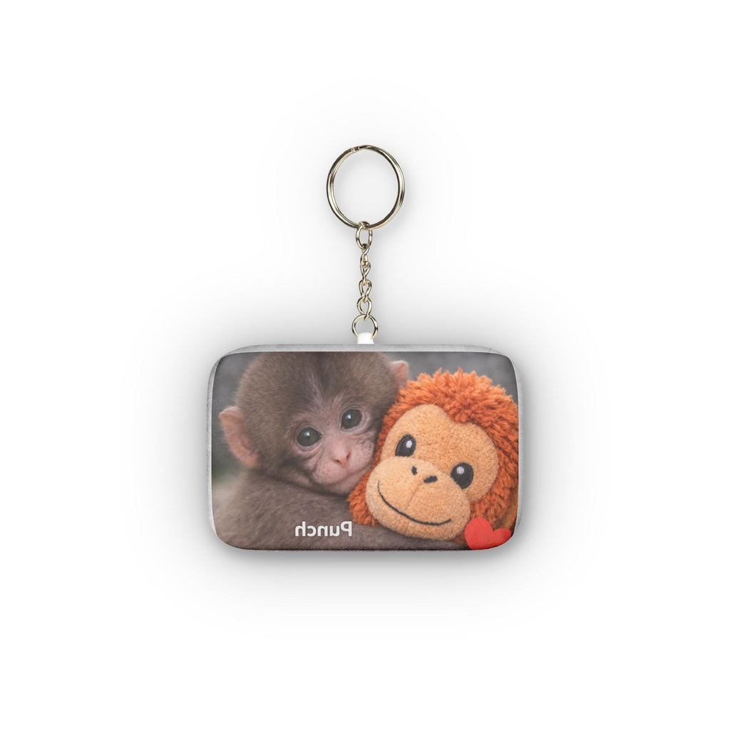 Custom Photo Mini Plush Keychain — Personalized Rectangle Keyring (Name/Text Option)