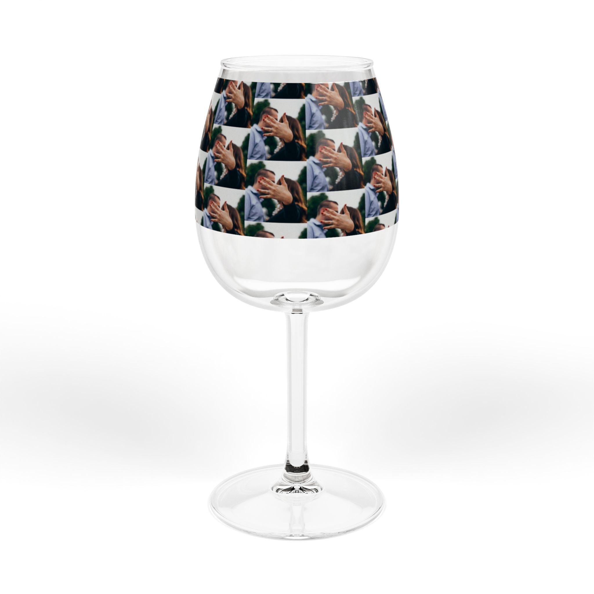 12oz Personalized Photo Wine Glass — Custom Face Collage Stemware