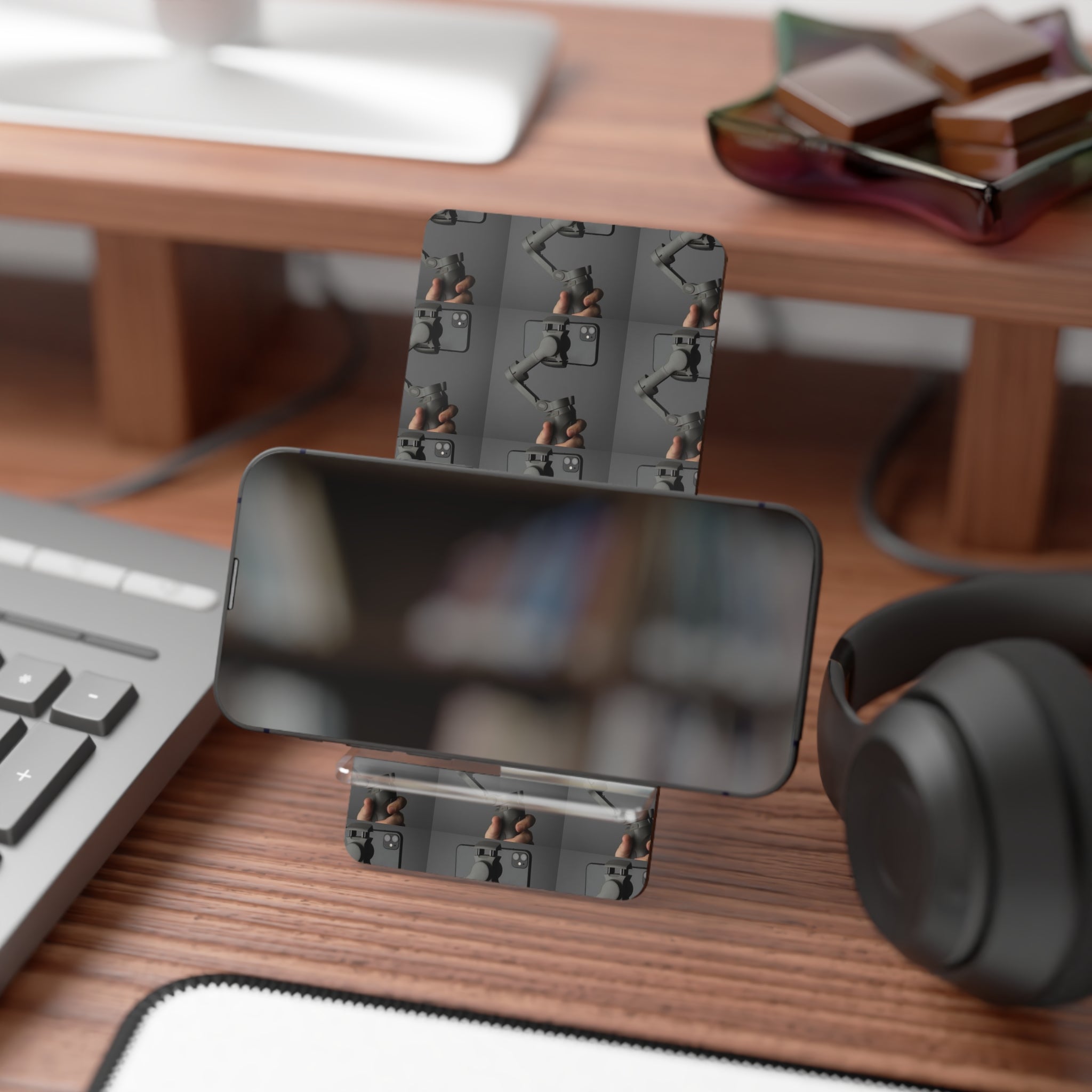 Smartphone Stand — Foldable Mobile Display Stand with Photographer Pattern