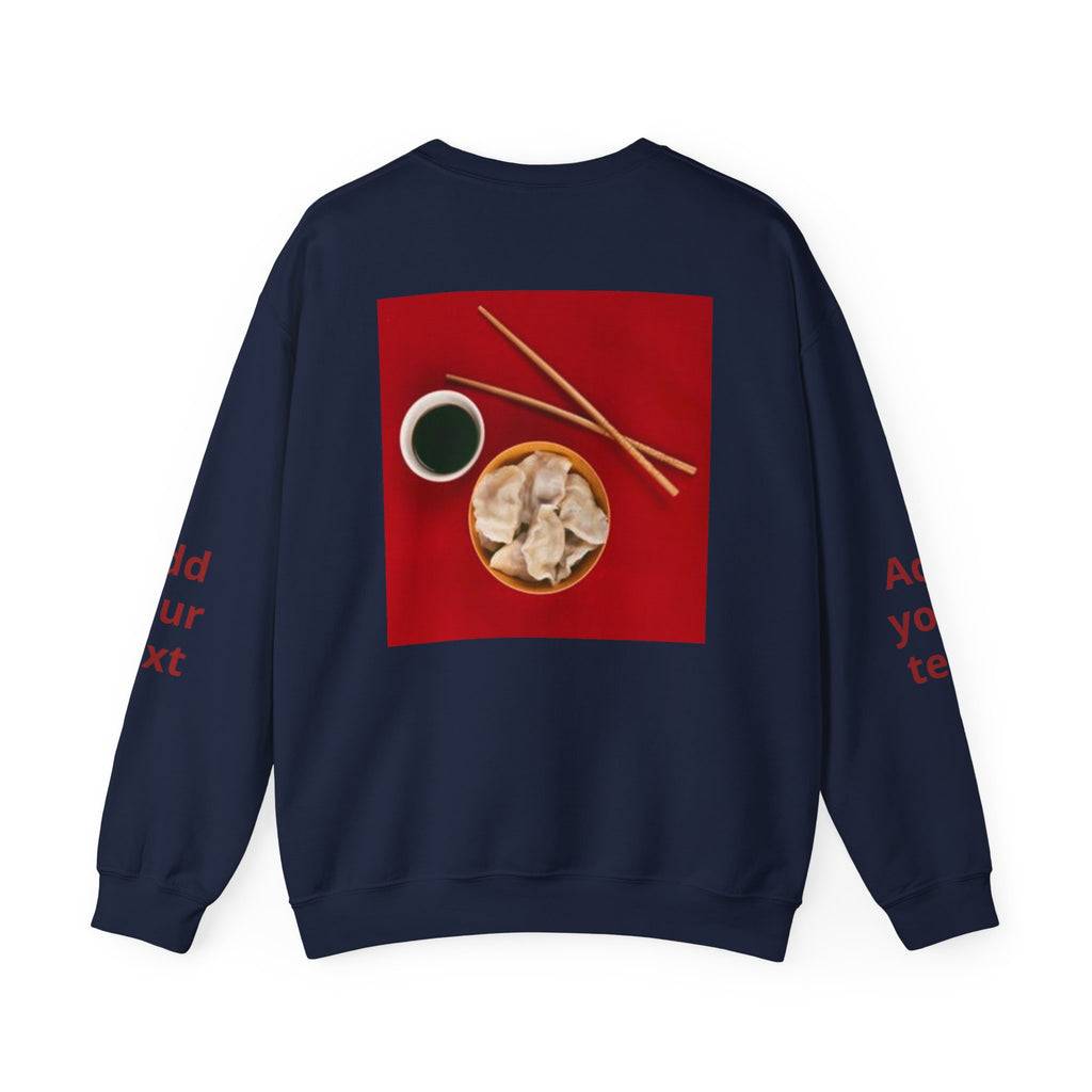 Dumpling & Soy Sauce Crewneck Sweatshirt — Customizable Asian Food Graphic