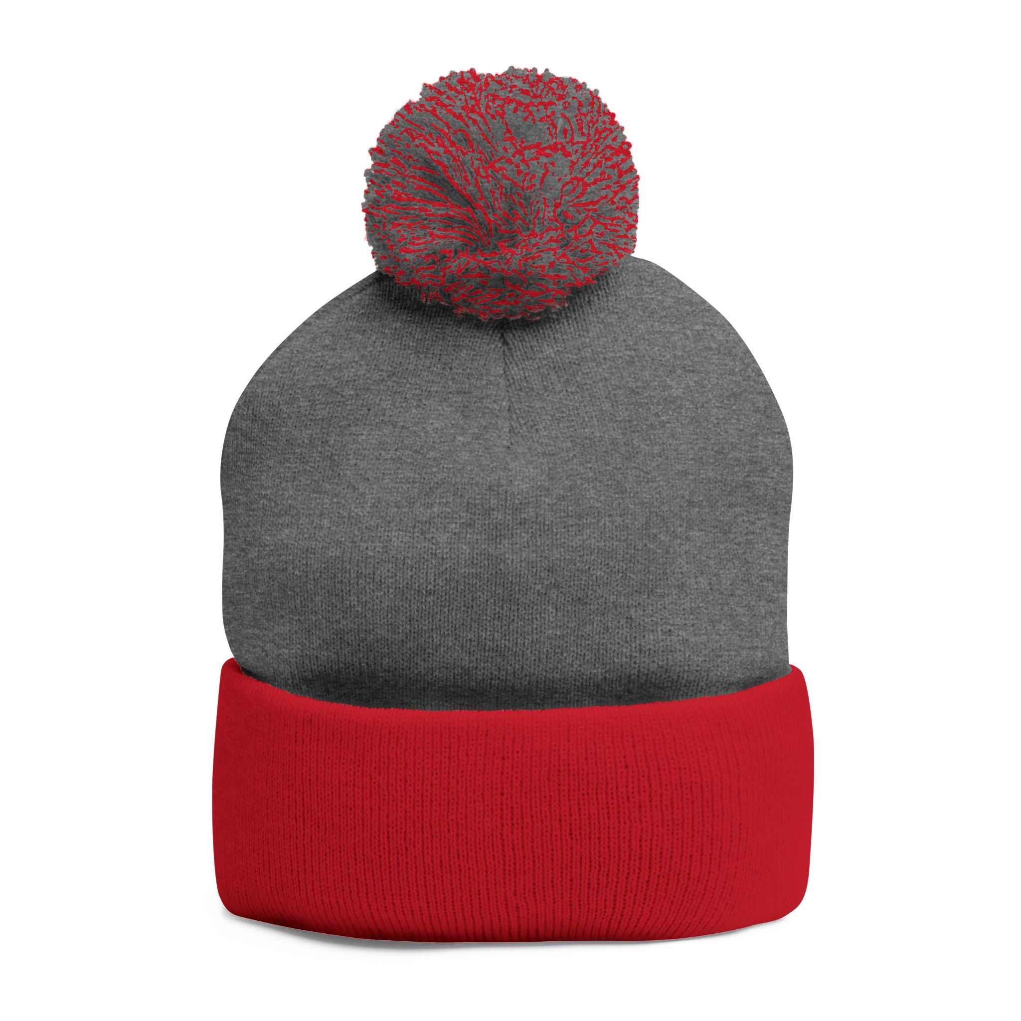 Embroidered Pom-Pom Knit Cap — Customizable Winter Beanie