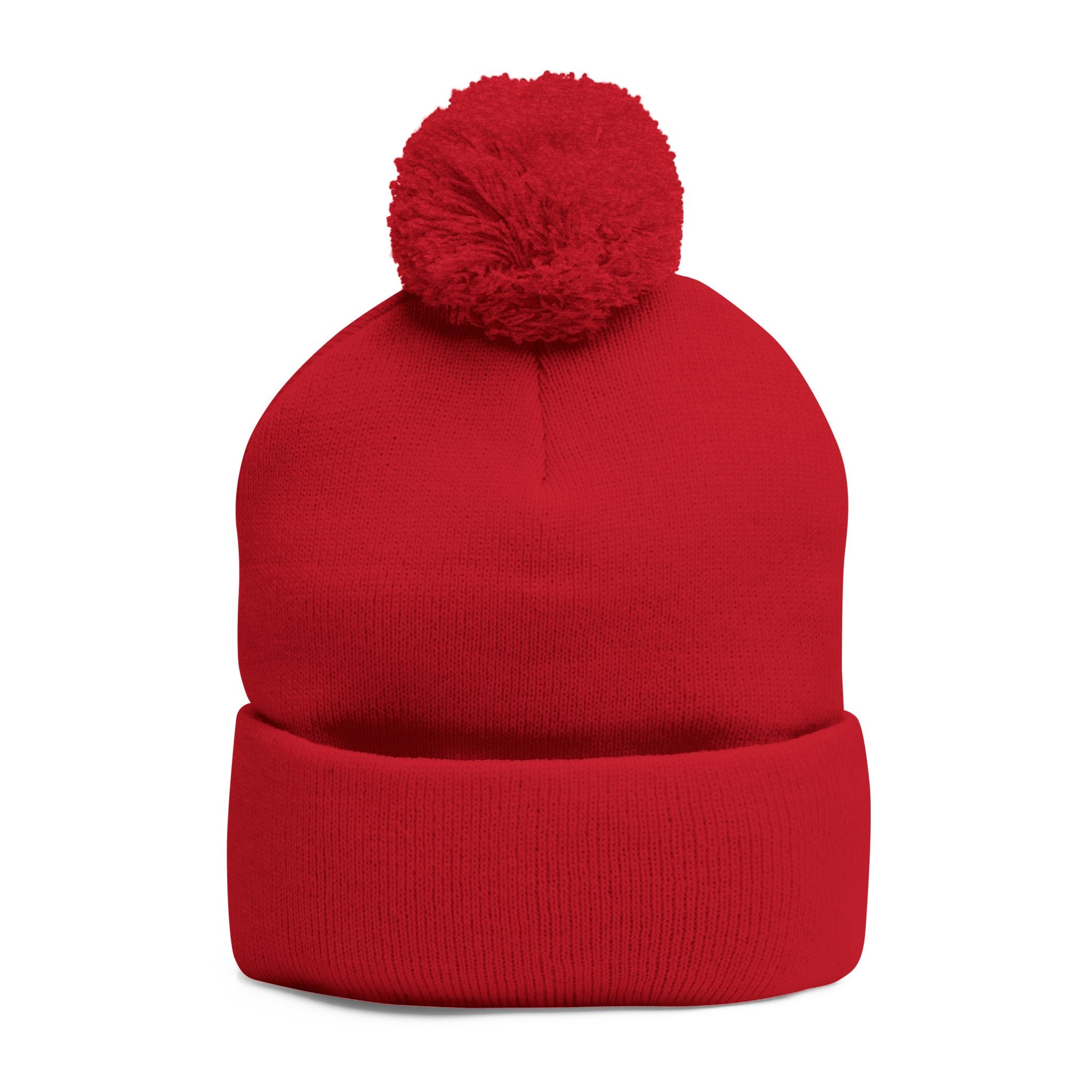 Embroidered Pom-Pom Knit Cap — Customizable Winter Beanie