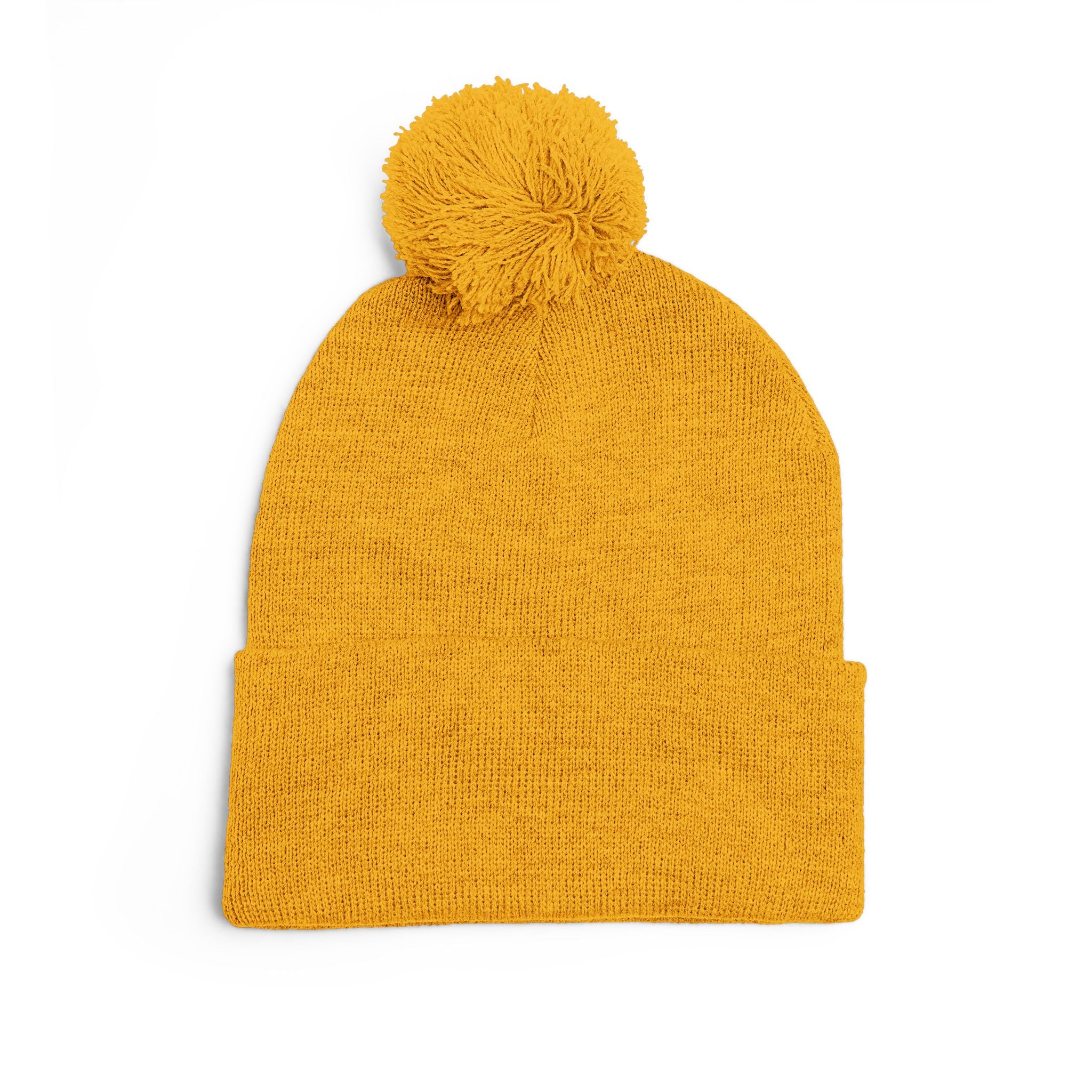Embroidered Pom-Pom Knit Cap — Customizable Winter Beanie