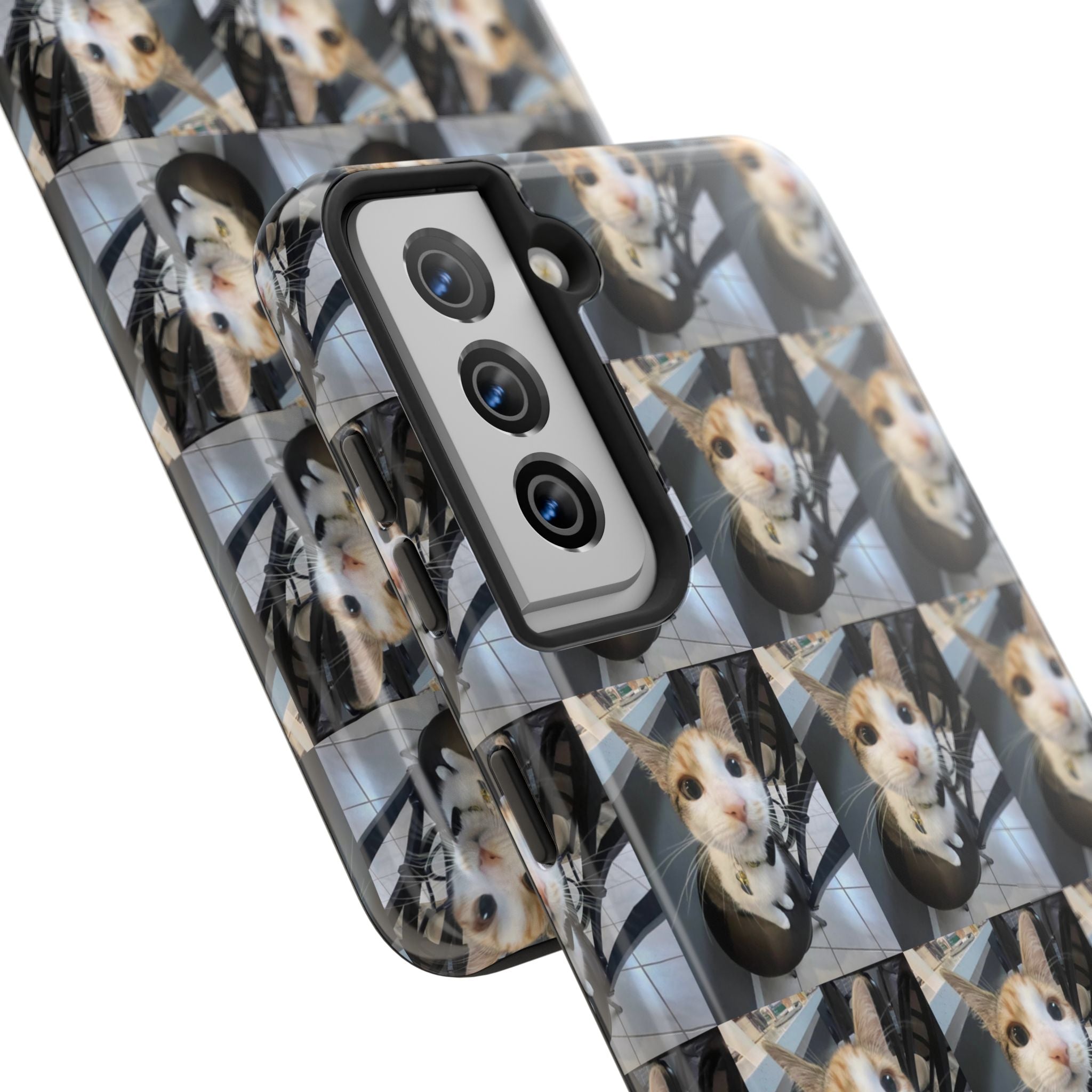 Custom Photo Cat Tough Phone Case — Personalized Grid Collage Protection