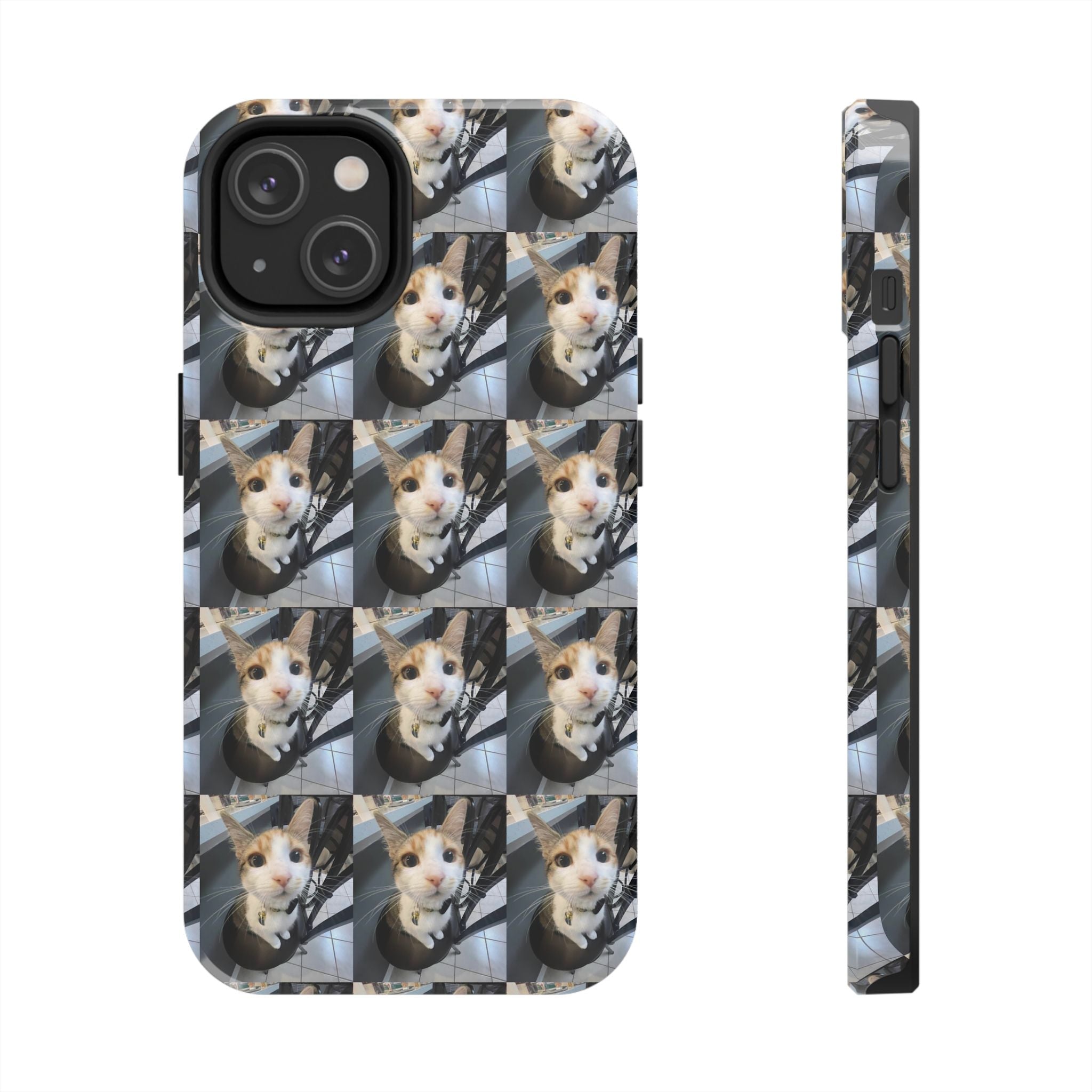 Custom Photo Cat Tough Phone Case — Personalized Grid Collage Protection