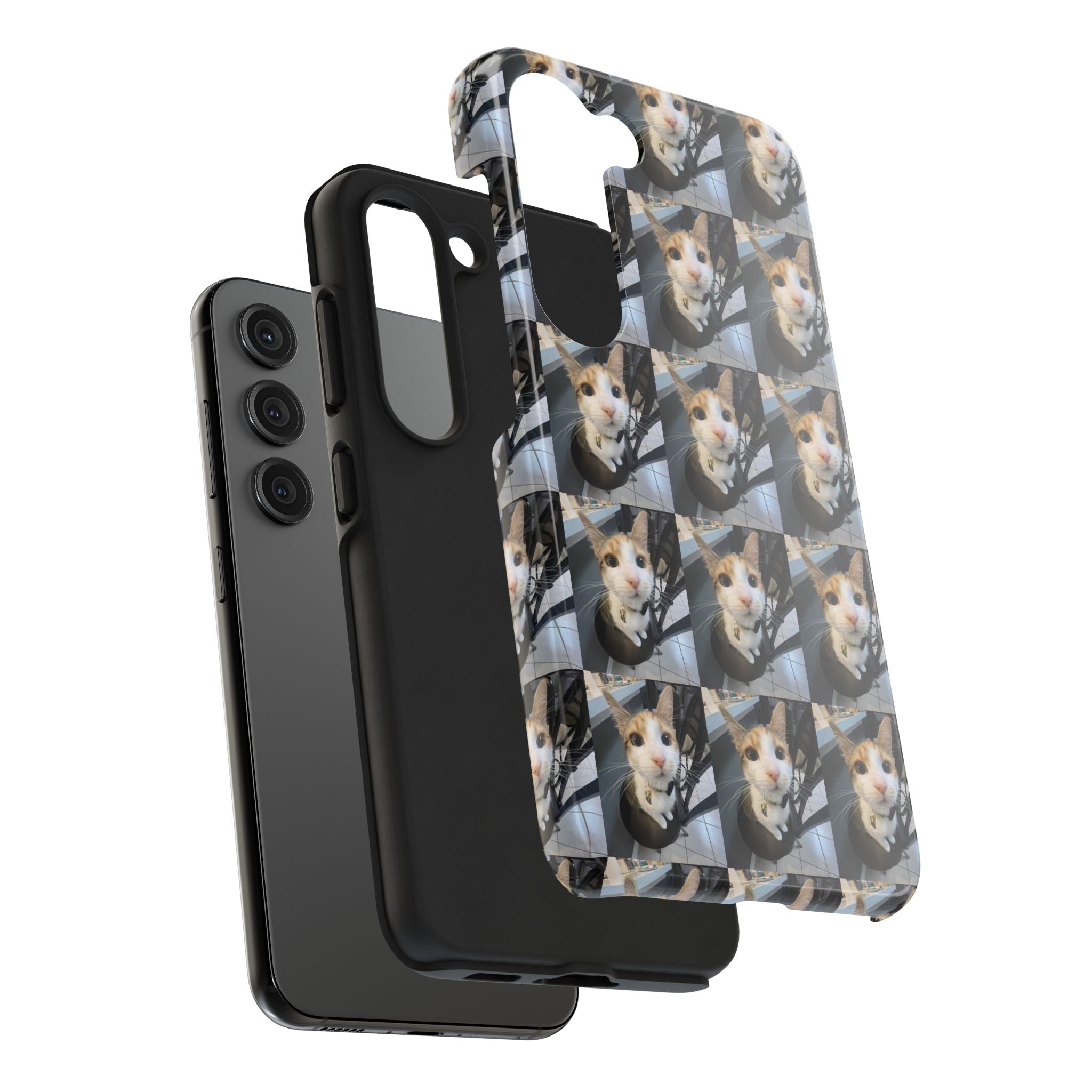 Custom Photo Cat Tough Phone Case — Personalized Grid Collage Protection