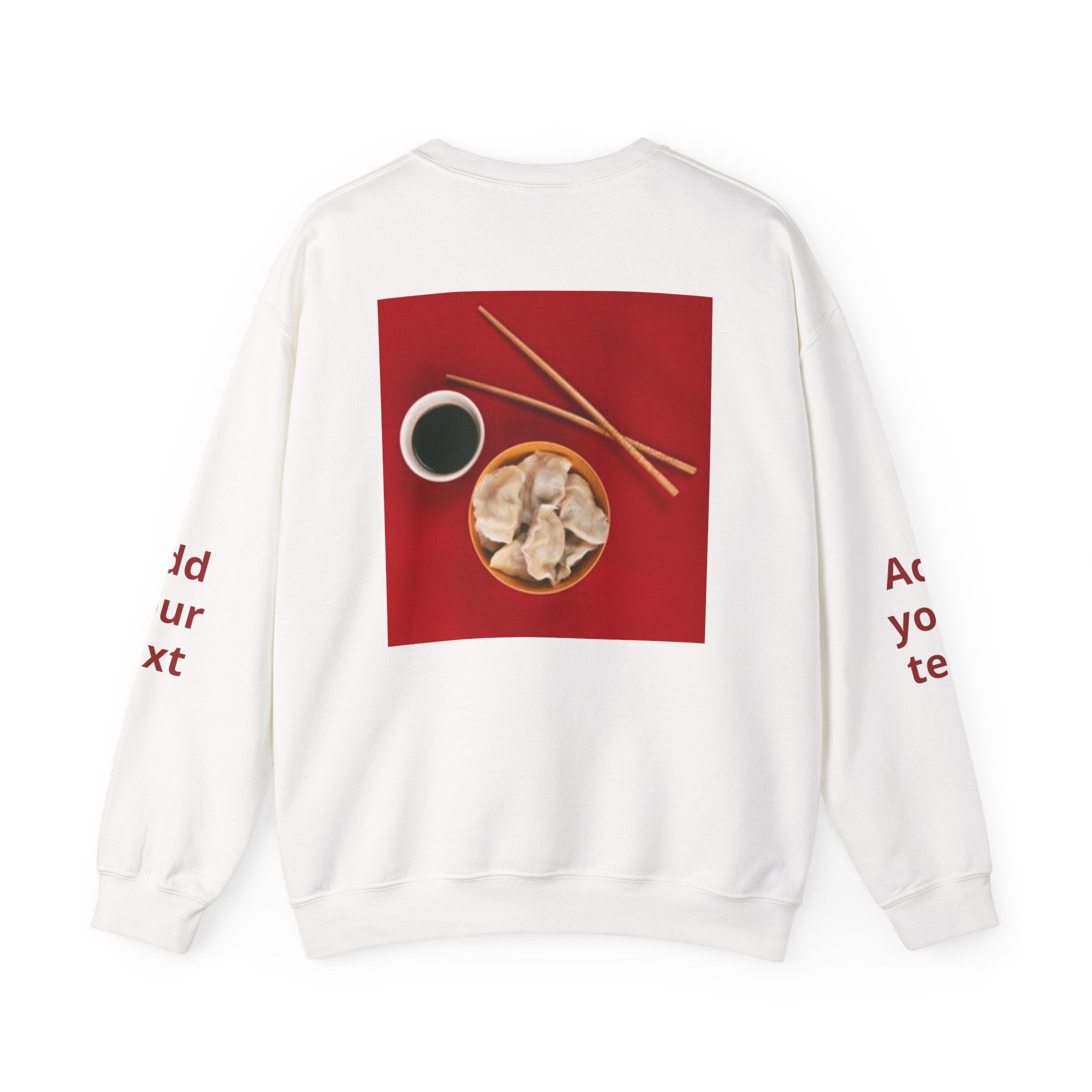 Dumpling & Soy Sauce Crewneck Sweatshirt — Customizable Asian Food Graphic
