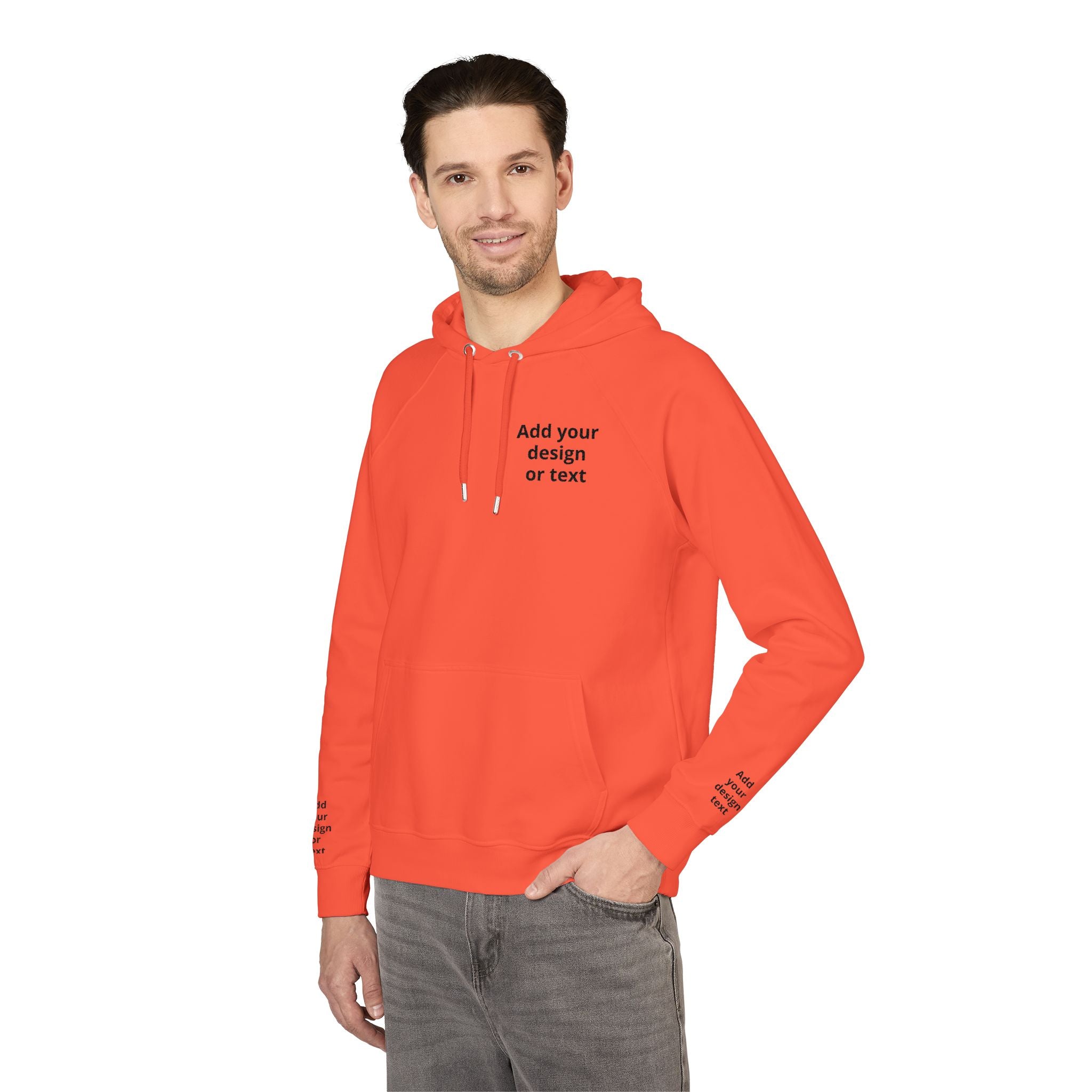 Eco Raglan Hoodie — Custom Embroidered Chest & Sleeve Design