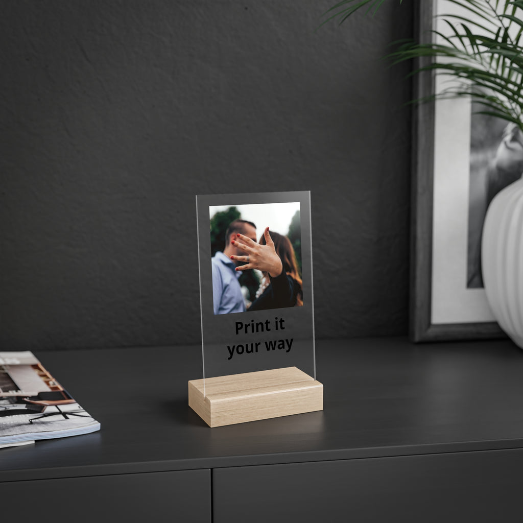 Custom Acrylic Photo Sign with Wooden Stand — Personalized Photo Display