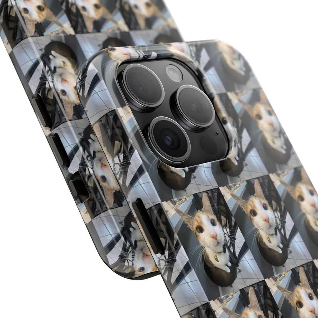 Custom Photo Cat Tough Phone Case — Personalized Grid Collage Protection
