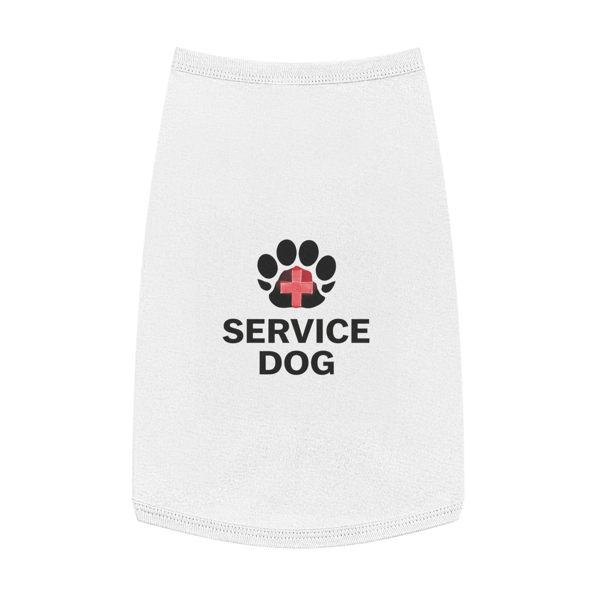 Service Dog Pet Tank Top — Black Paw Print with Red Cross Identification
