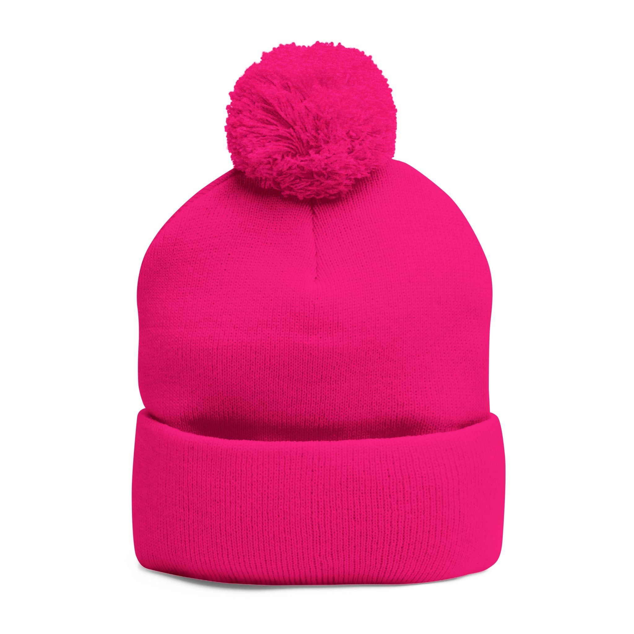 Embroidered Pom-Pom Knit Cap — Customizable Winter Beanie
