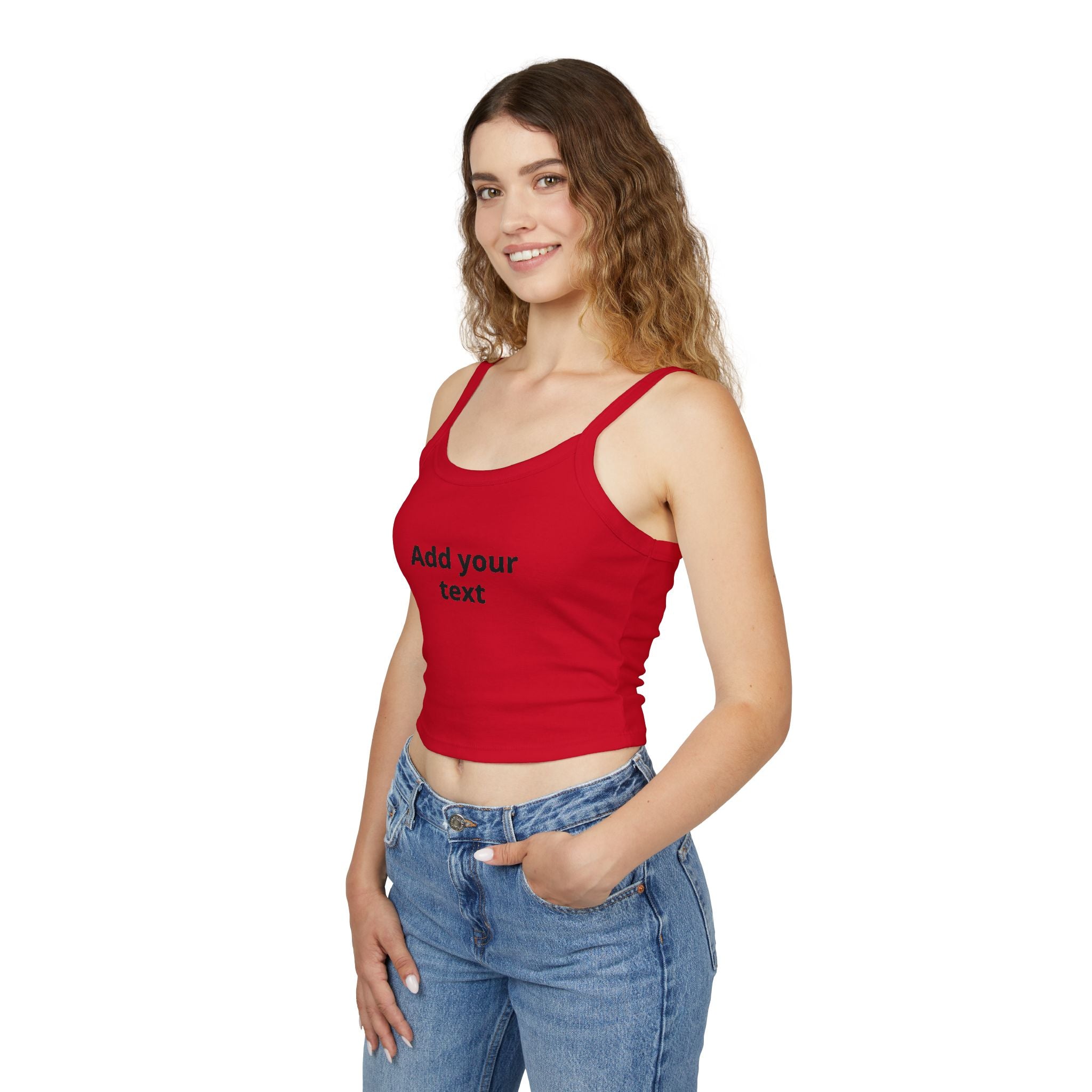 Custom Women's Spaghetti Strap Tank Top — Add Your Text Personalized Crop Top