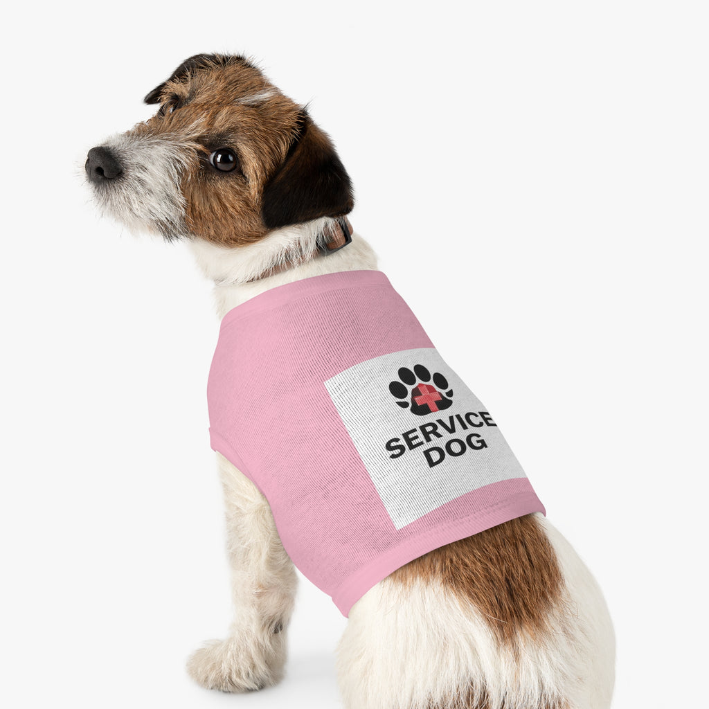 Service Dog Pet Tank Top — Black Paw Print with Red Cross Identification