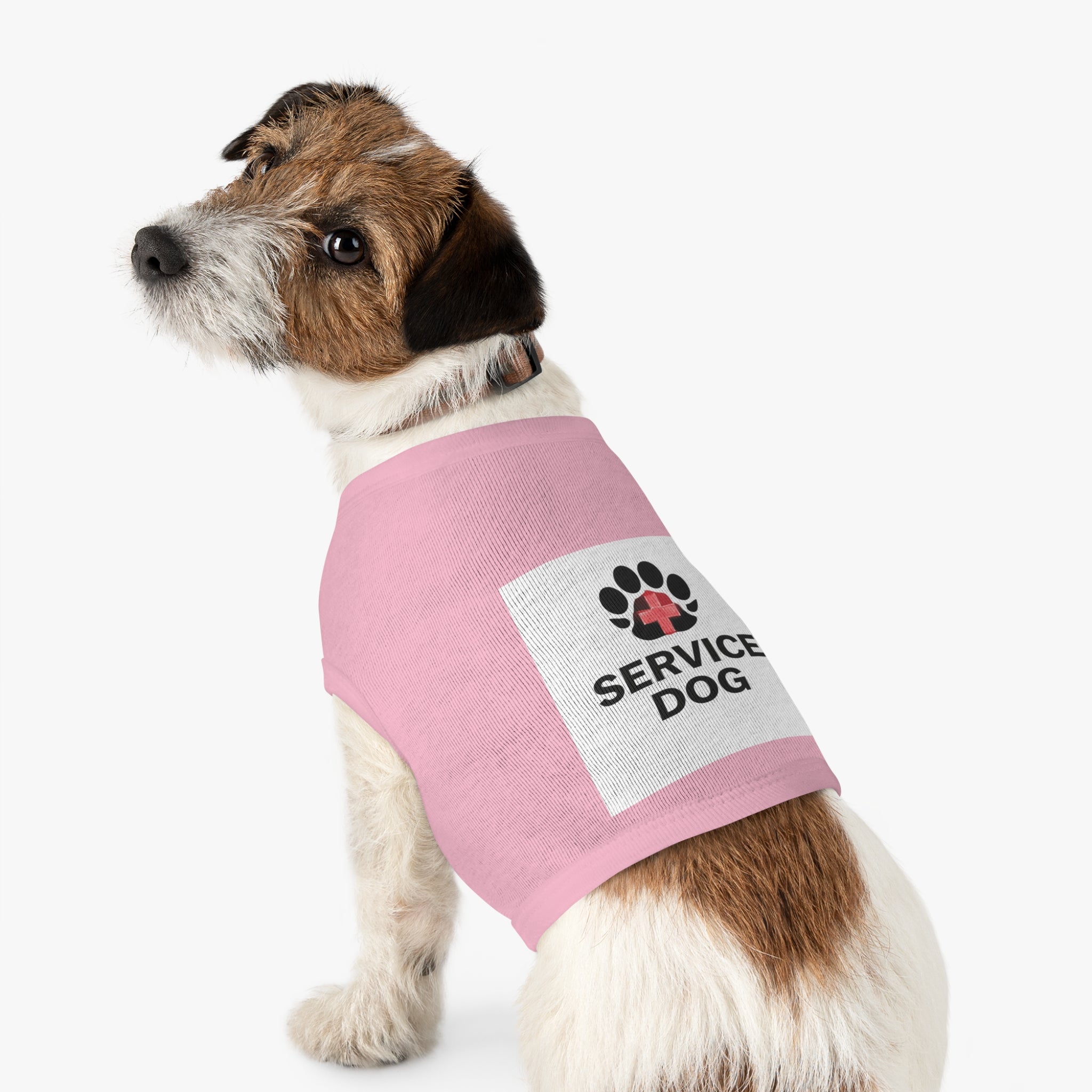 Service Dog Pet Tank Top — Black Paw Print with Red Cross Identification