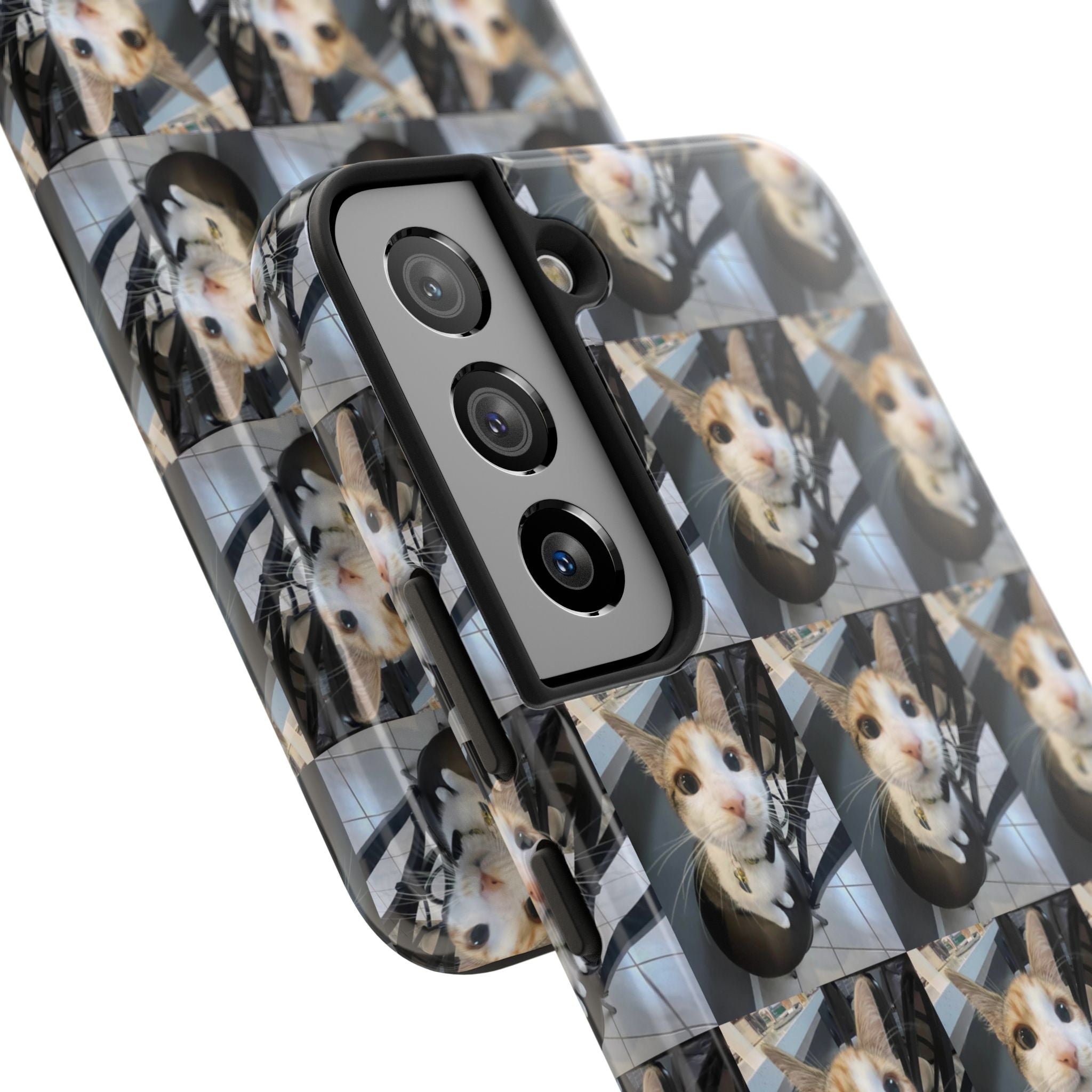 Custom Photo Cat Tough Phone Case — Personalized Grid Collage Protection