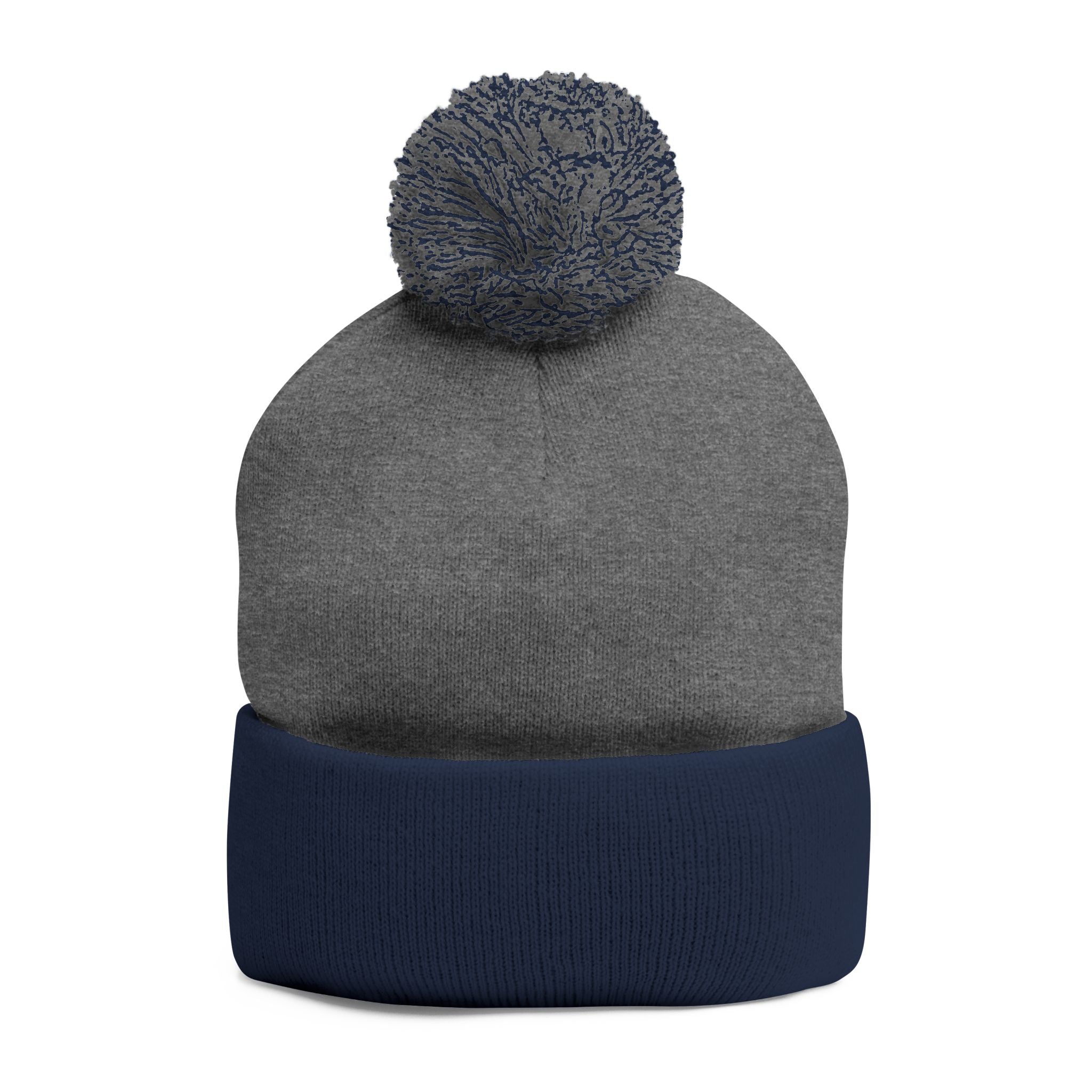 Embroidered Pom-Pom Knit Cap — Customizable Winter Beanie