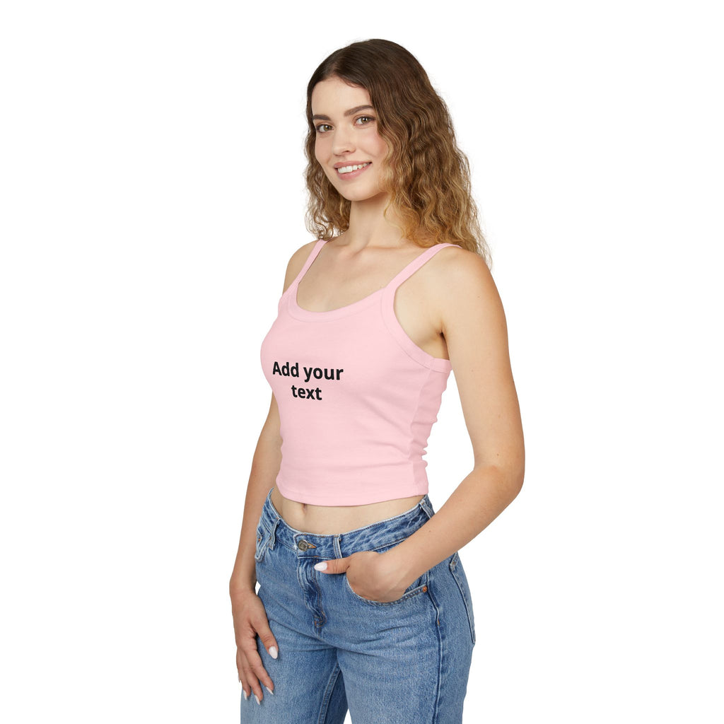 Custom Women's Spaghetti Strap Tank Top — Add Your Text Personalized Crop Top