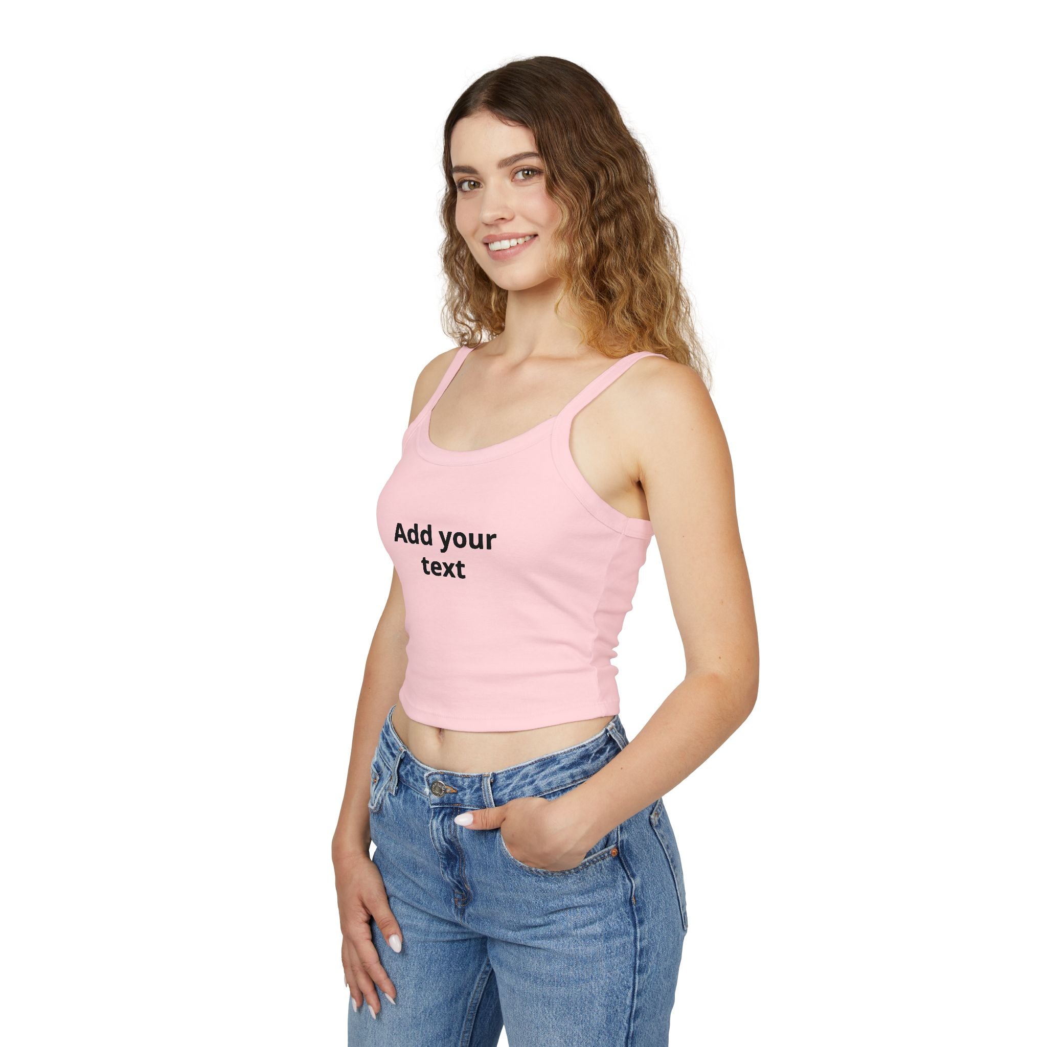 Custom Women's Spaghetti Strap Tank Top — Add Your Text Personalized Crop Top
