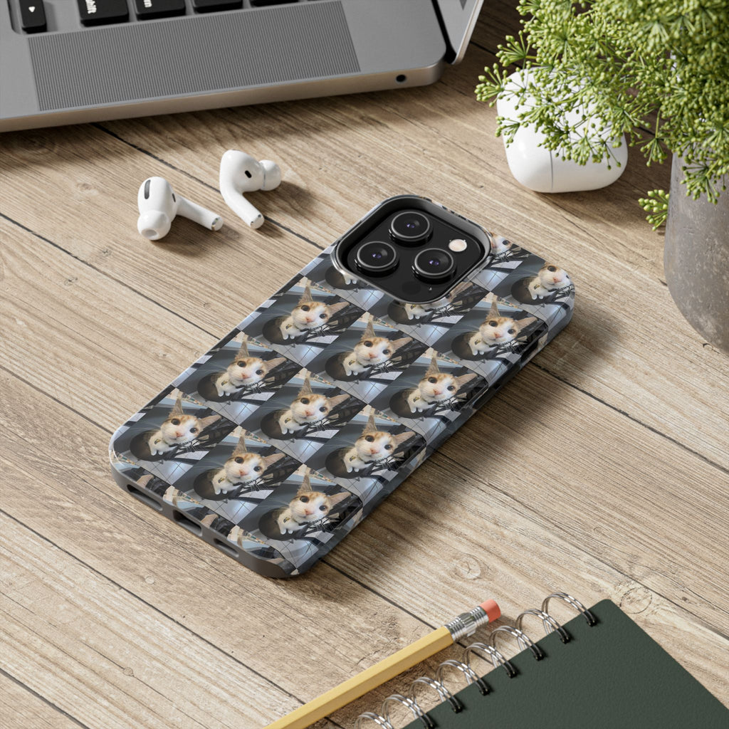 Custom Photo Cat Tough Phone Case — Personalized Grid Collage Protection