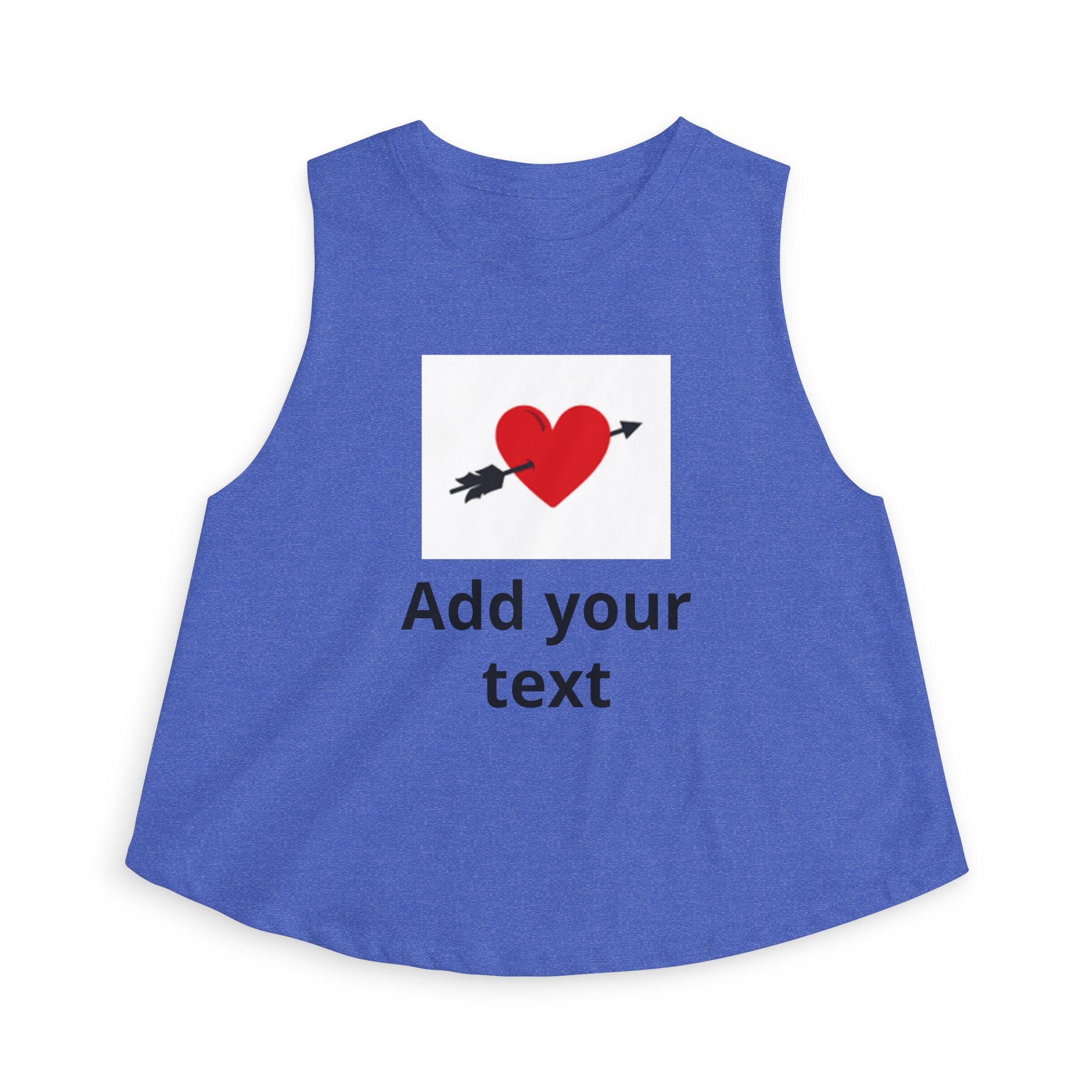 Custom Heart Arrow Crop Top — Add Your Text Personalizable Women's Tank — Valentine's Day & Fundraiser Event Gift for Her