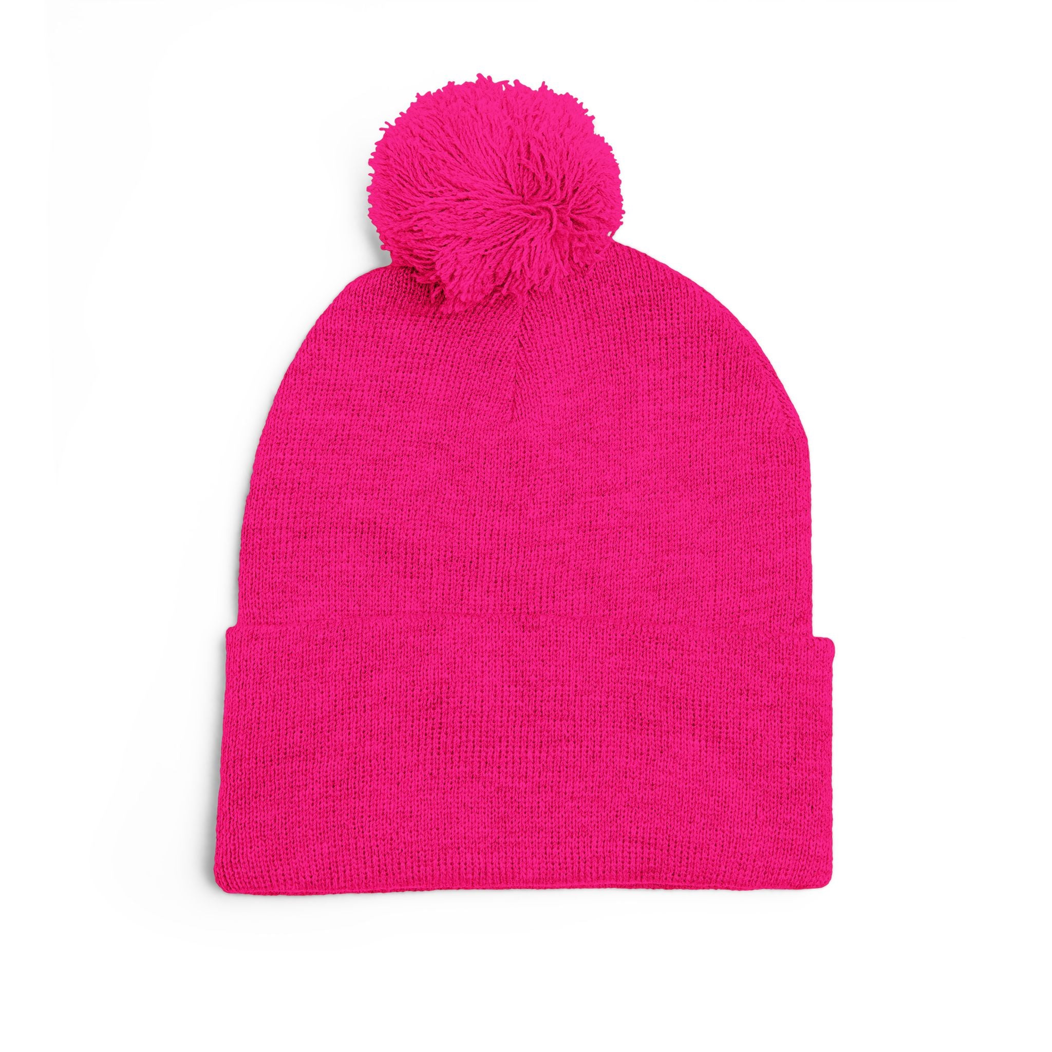 Embroidered Pom-Pom Knit Cap — Customizable Winter Beanie