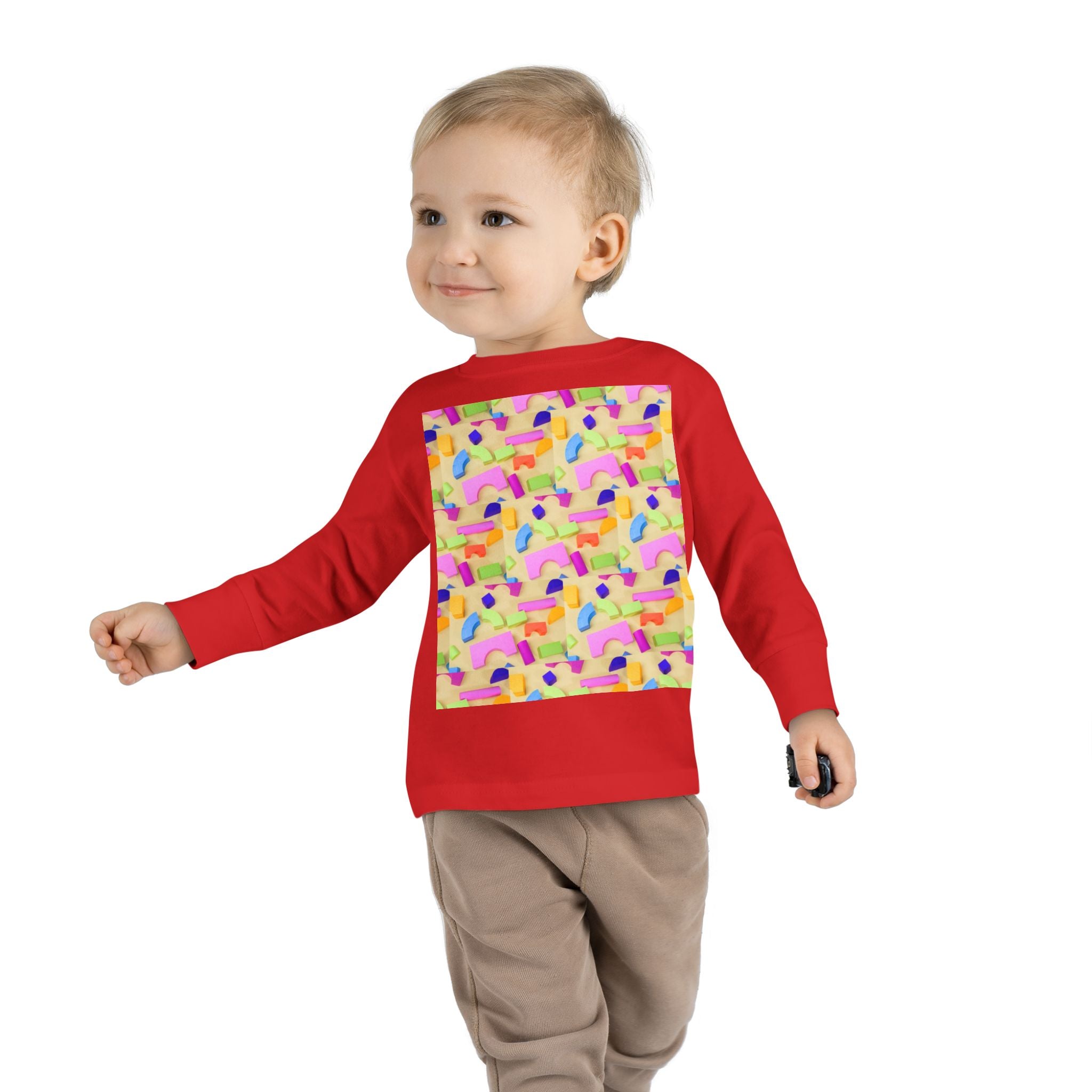 Toddler Long Sleeve Tee — Colorful Rainbow Confetti Pattern