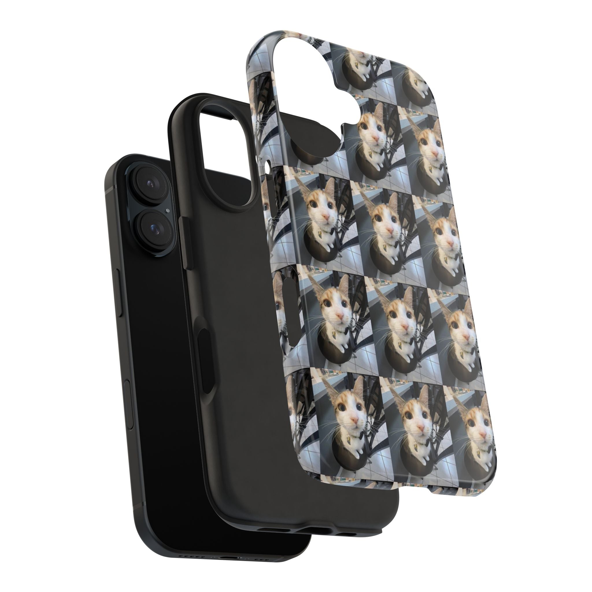 Custom Photo Cat Tough Phone Case — Personalized Grid Collage Protection