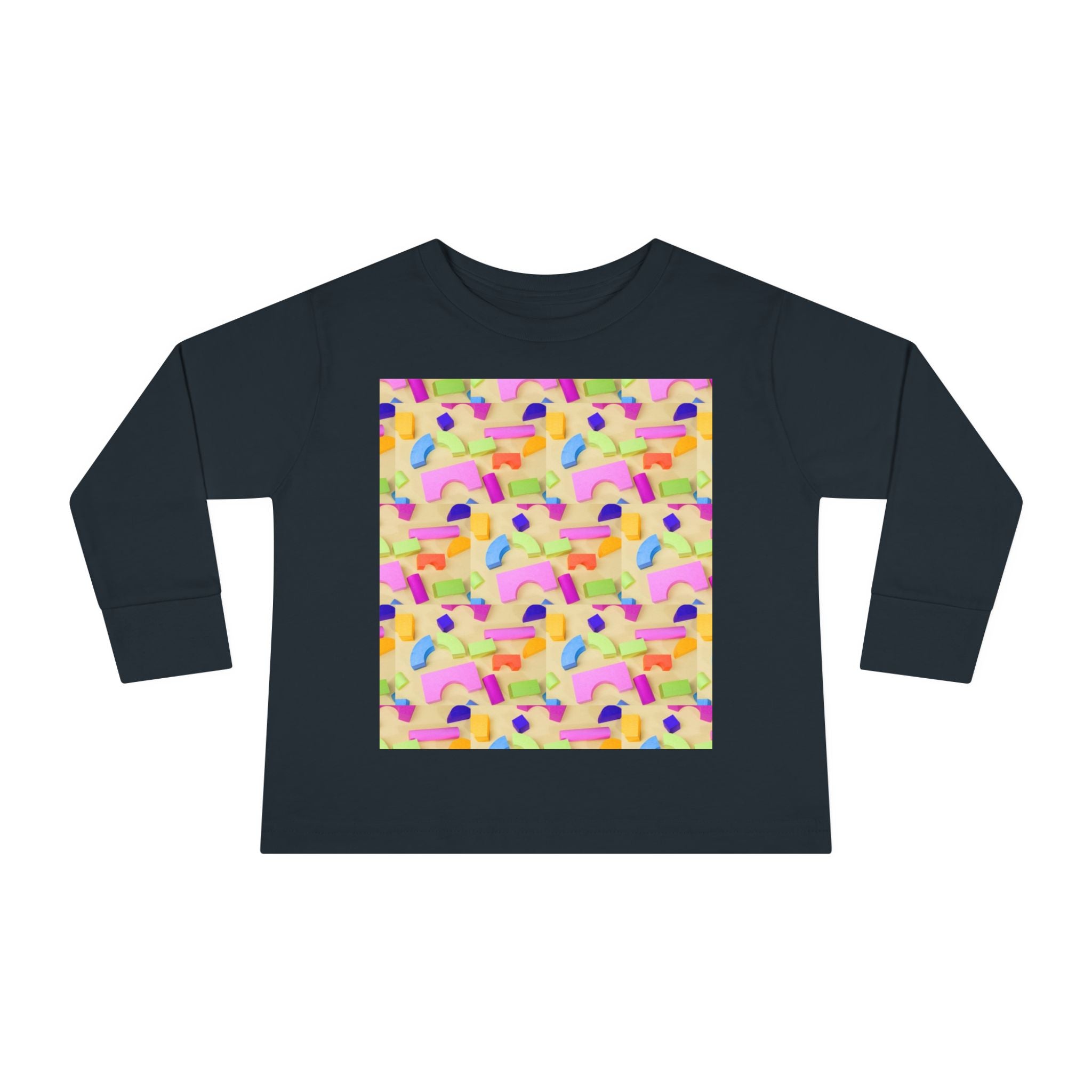 Toddler Long Sleeve Tee — Colorful Rainbow Confetti Pattern