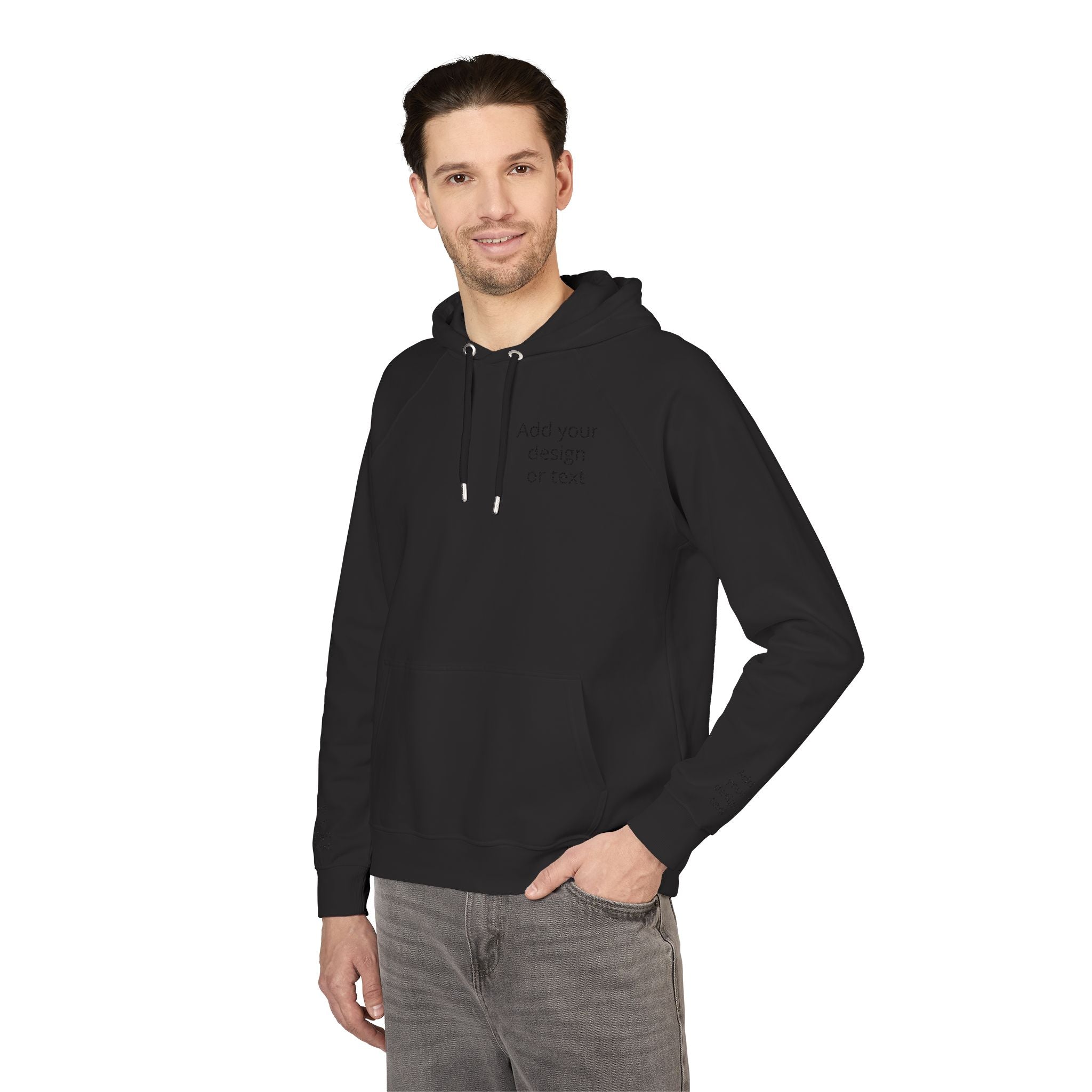 Eco Raglan Hoodie — Custom Embroidered Chest & Sleeve Design