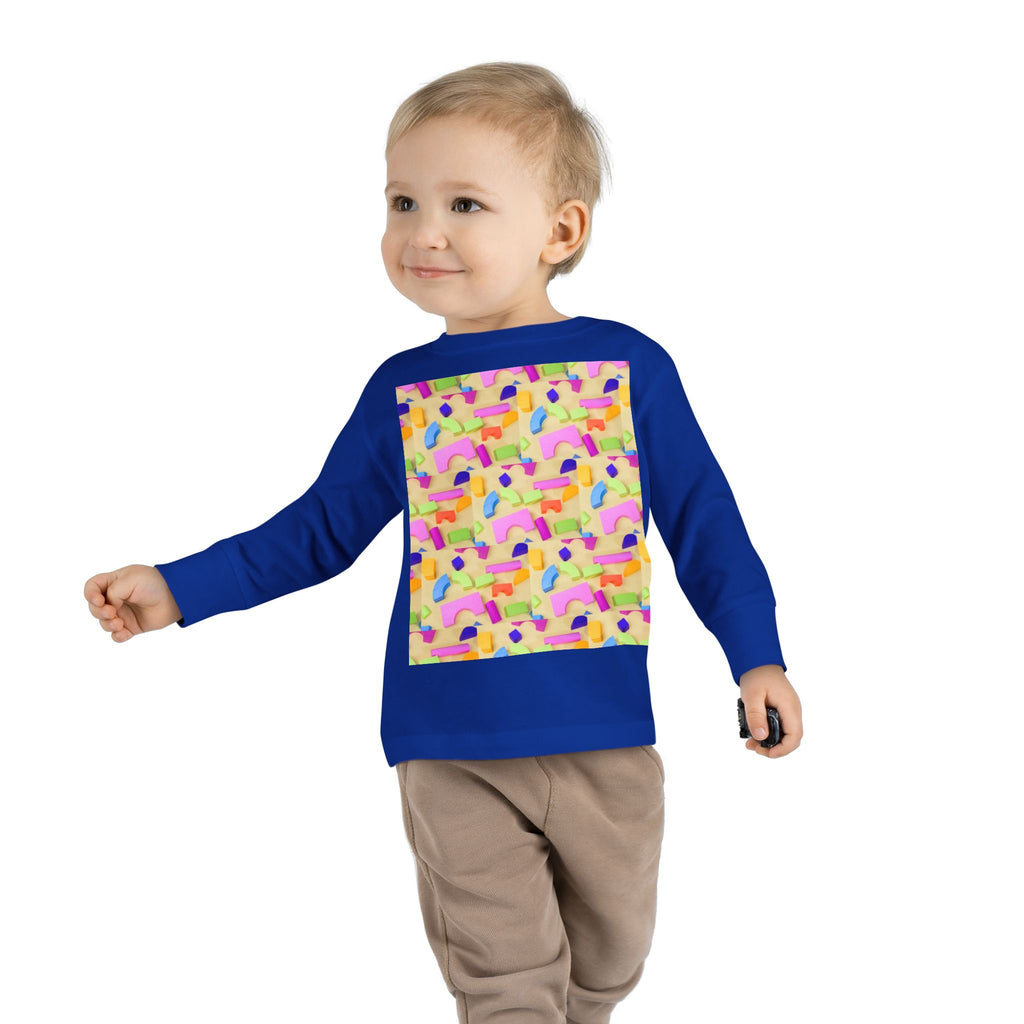 Toddler Long Sleeve Tee — Colorful Rainbow Confetti Pattern