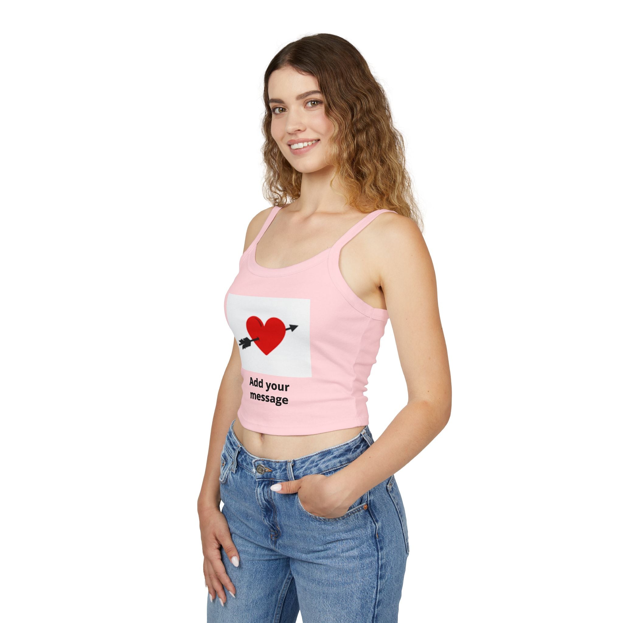 Heart Arrow Crop Tank — Personalized "Add your message" Valentine Top