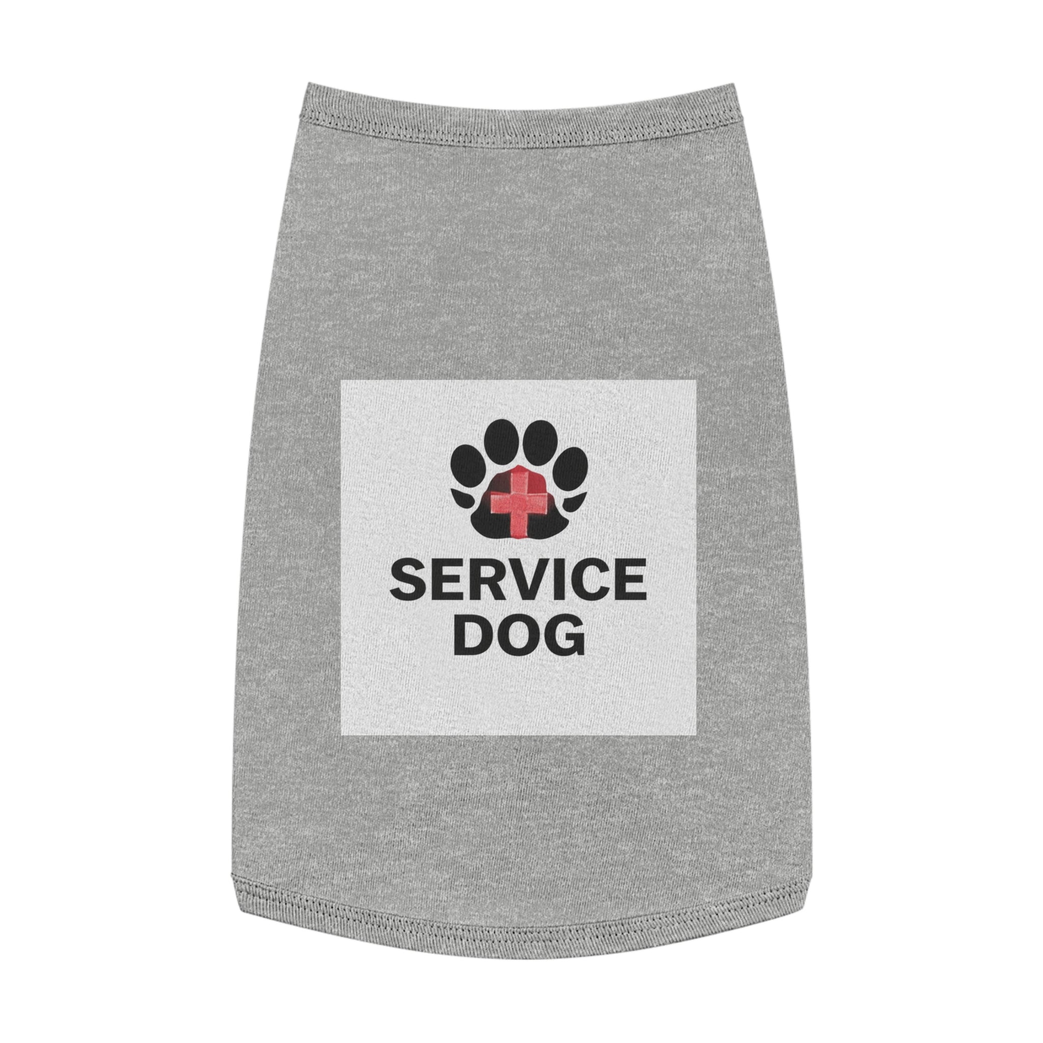 Service Dog Pet Tank Top — Black Paw Print with Red Cross Identification