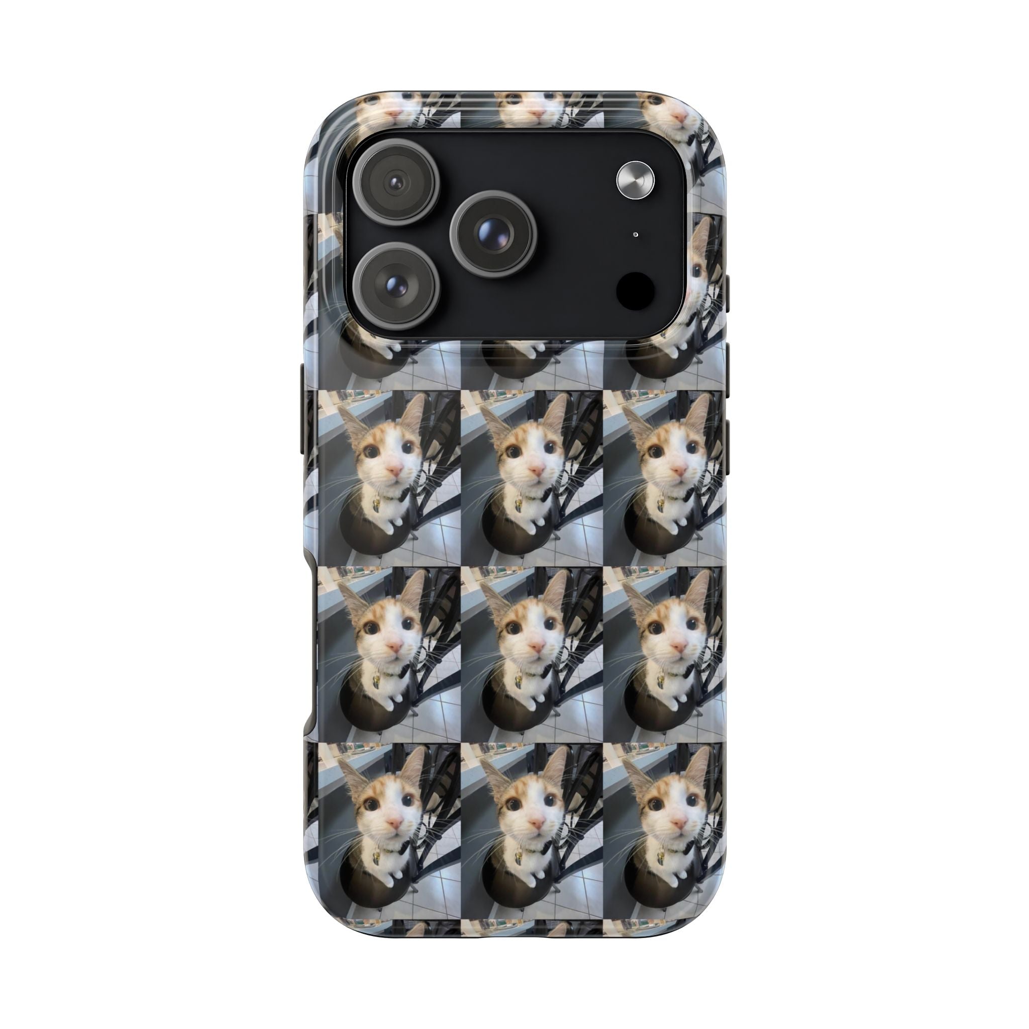 Custom Photo Cat Tough Phone Case — Personalized Grid Collage Protection