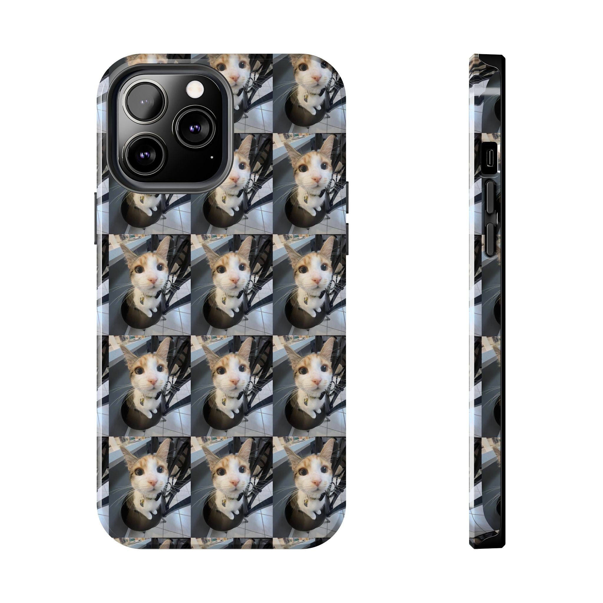 Custom Photo Cat Tough Phone Case — Personalized Grid Collage Protection
