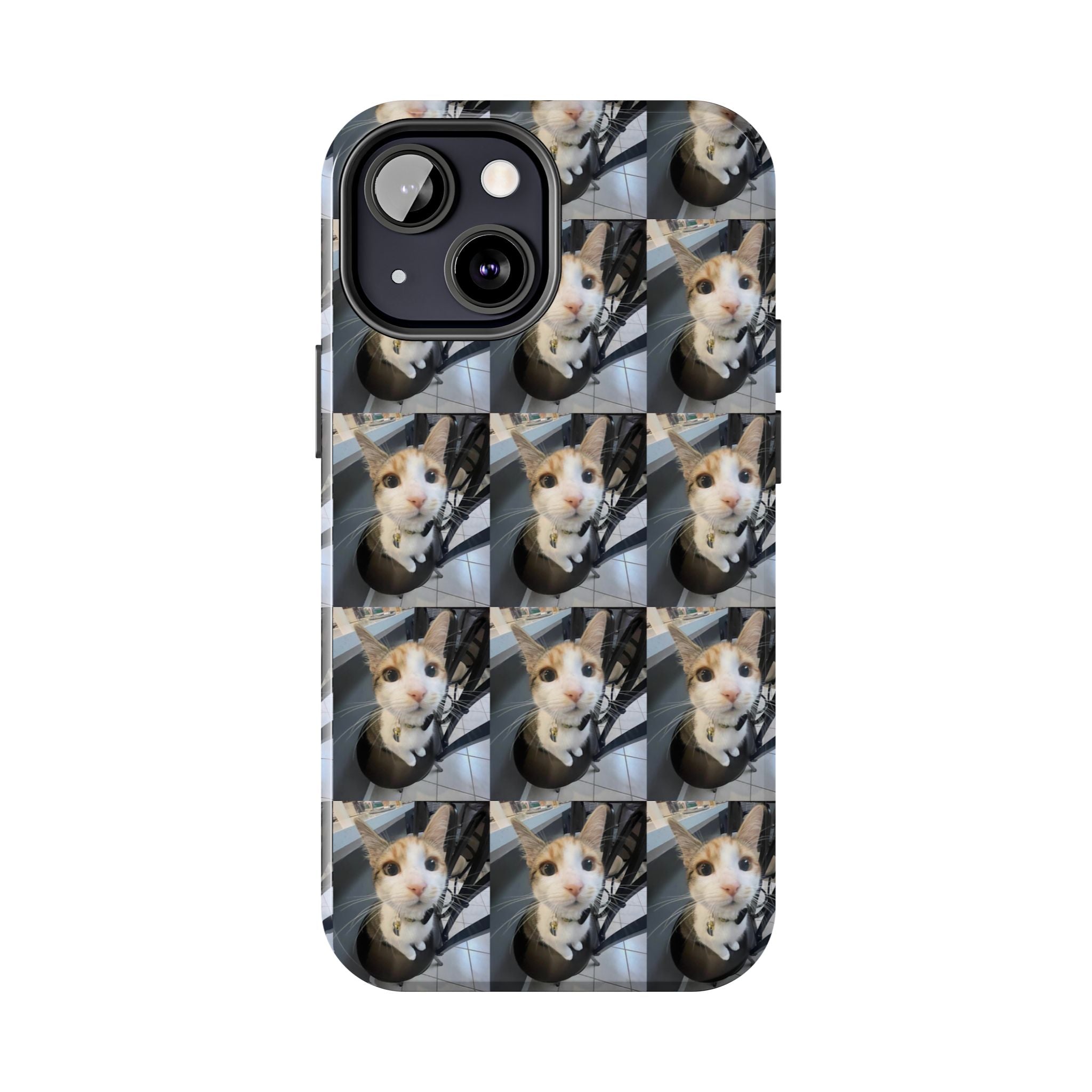 Custom Photo Cat Tough Phone Case — Personalized Grid Collage Protection