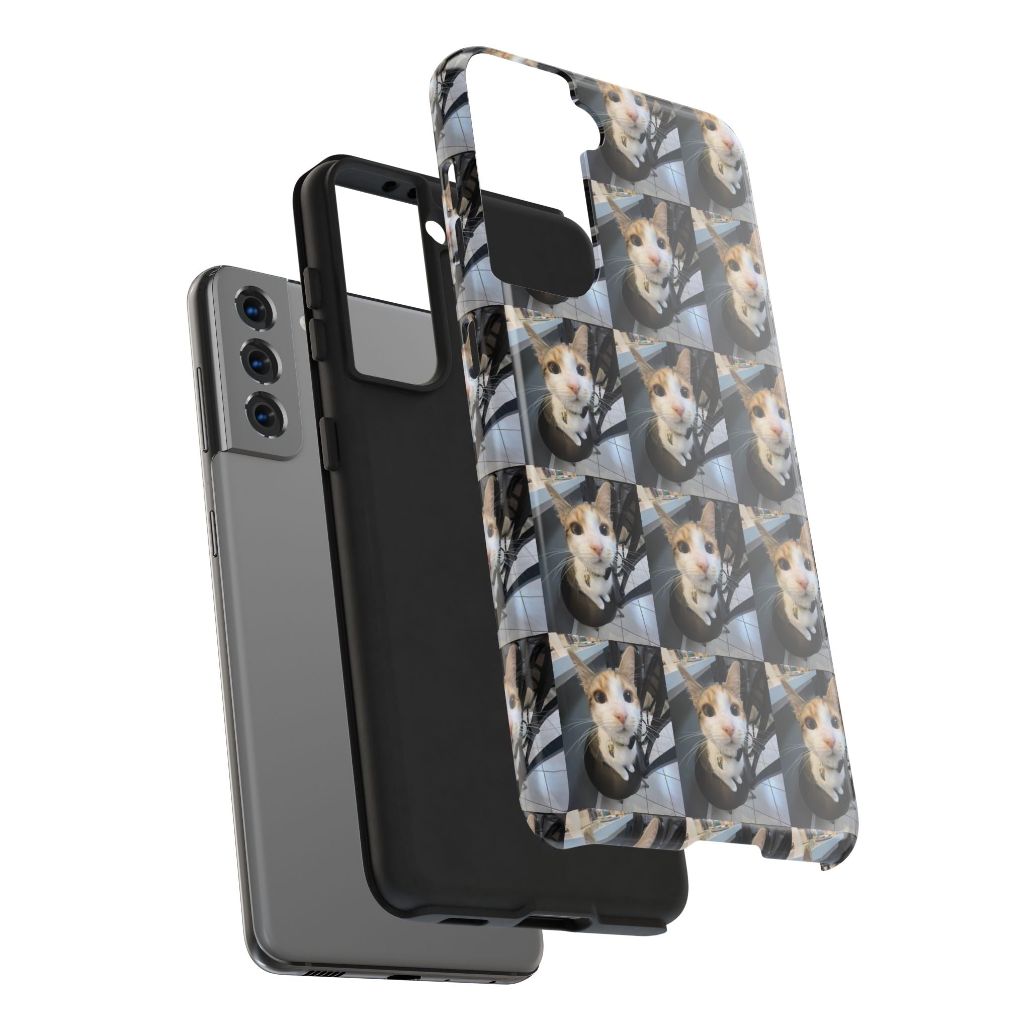 Custom Photo Cat Tough Phone Case — Personalized Grid Collage Protection