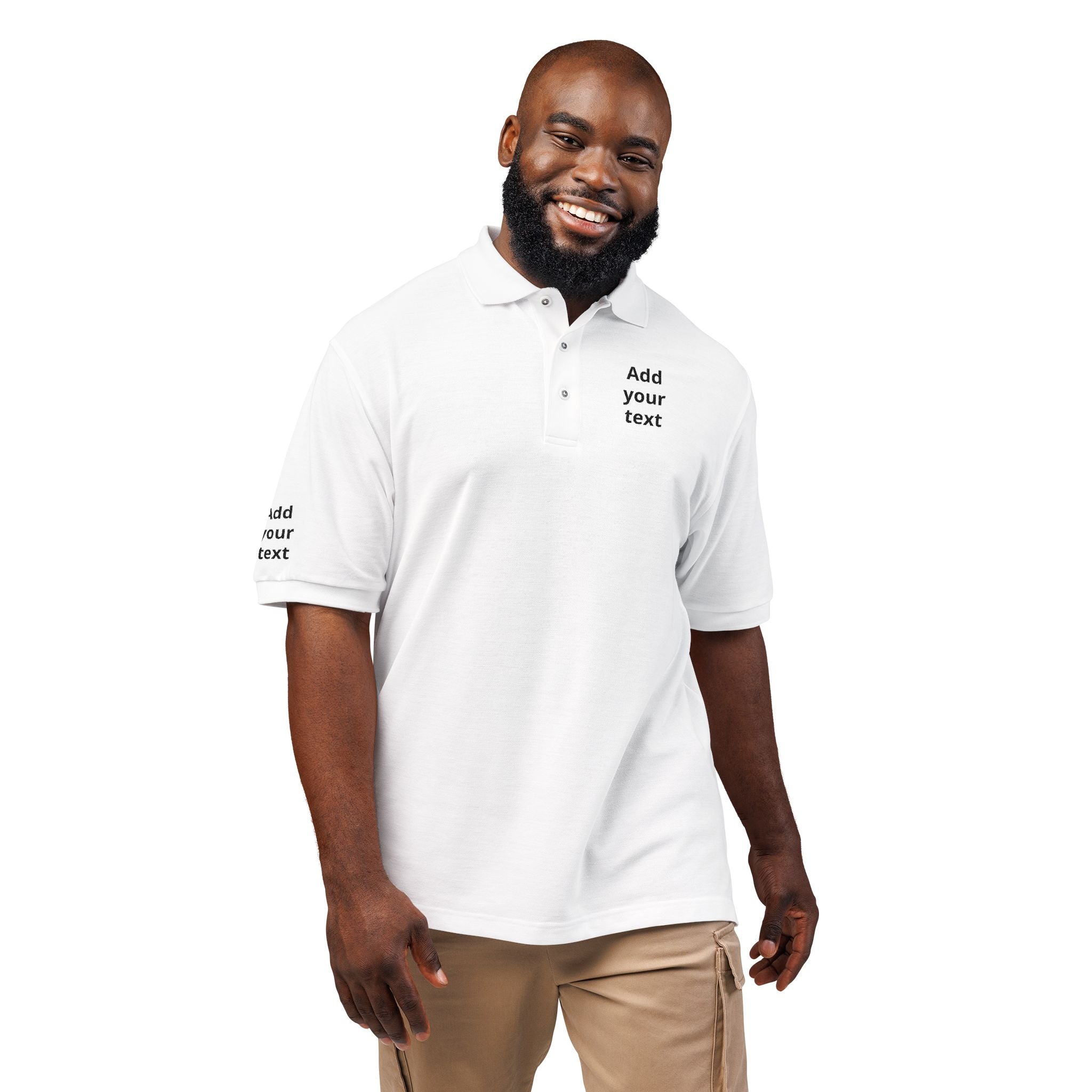 Embroidered Custom Polo Shirt — Add Your Text Personalized Work & Team Polo