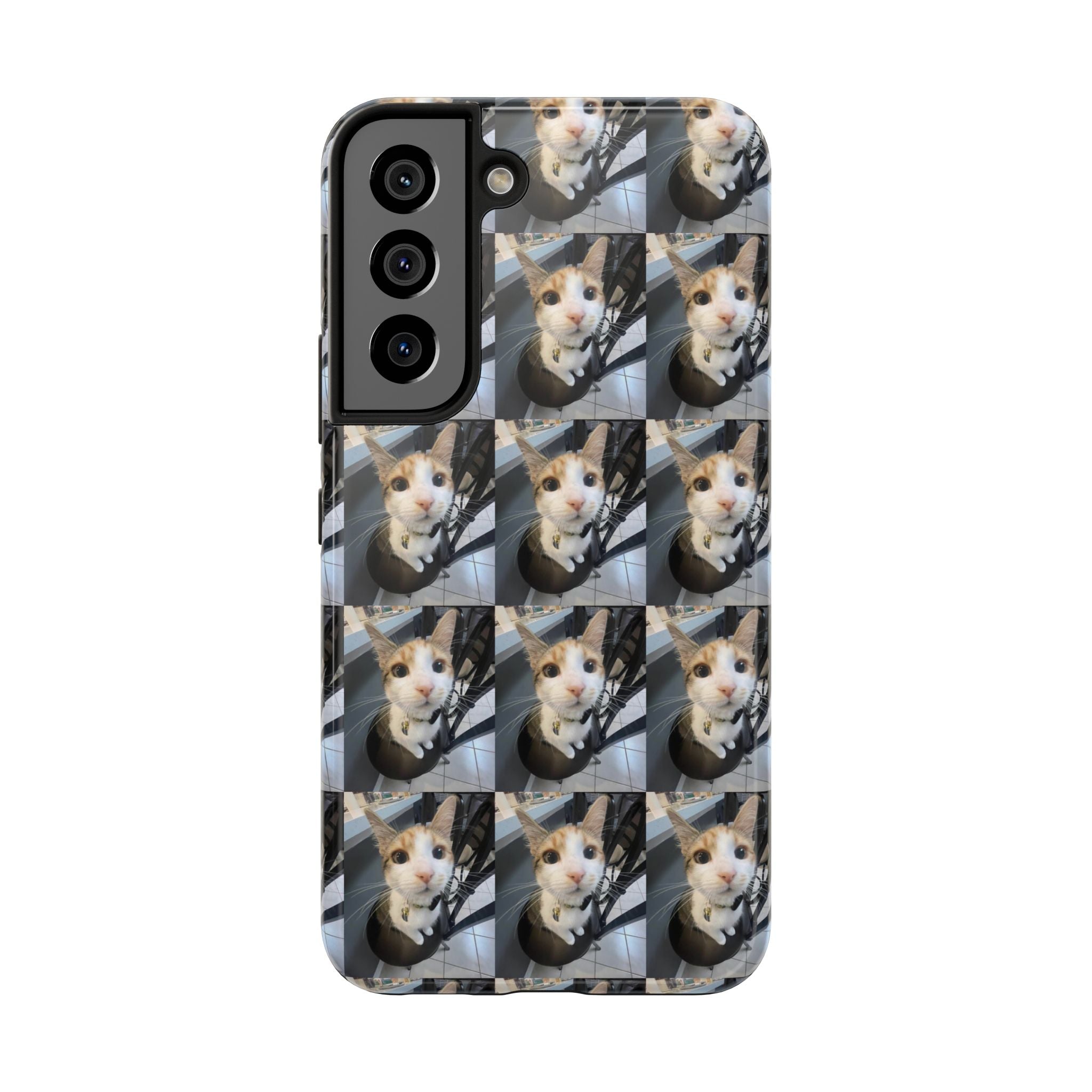 Custom Photo Cat Tough Phone Case — Personalized Grid Collage Protection