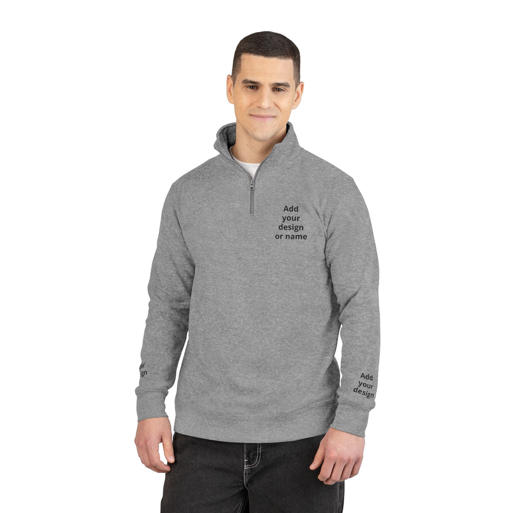 Embroidered Fleece Pullover — Customizable Half‑Zip Sweatshirt
